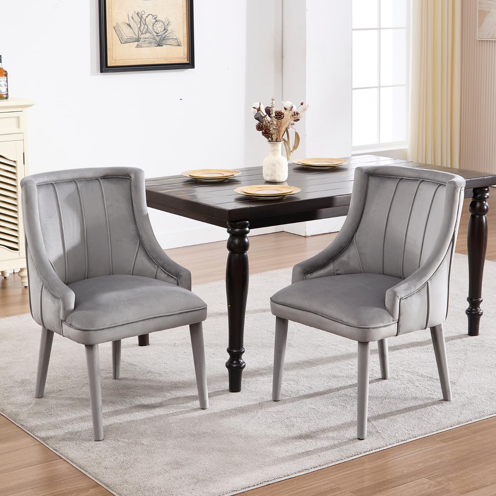 ZH4YOU Tufted Velvet Dining Room Chairs Set of 2 - 10060DC