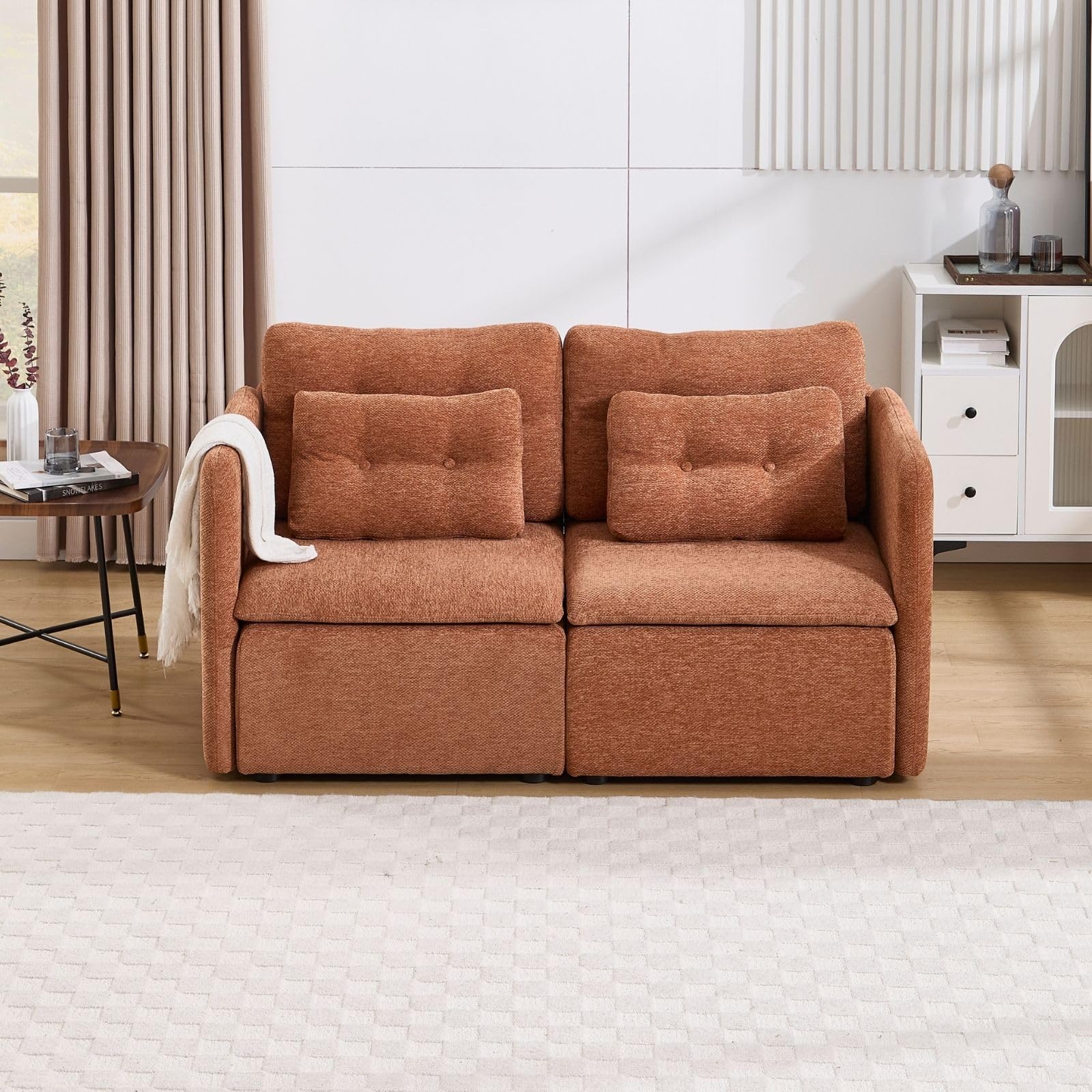 VESCASA Chenille 56.5" Modular Sectional Sofa with Waist Pillow - 90041SF