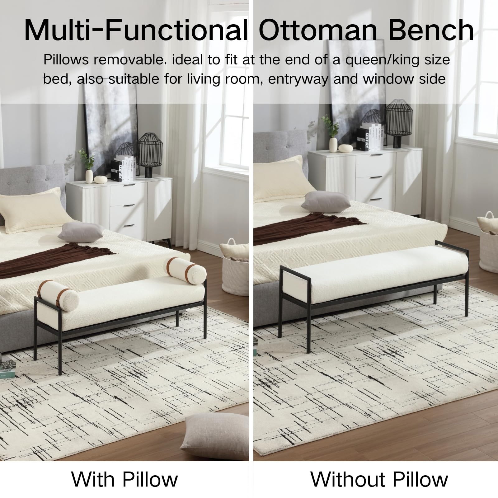 ROCITY 55 "W Bedroom Bench with Removable Pillows - 2160BH