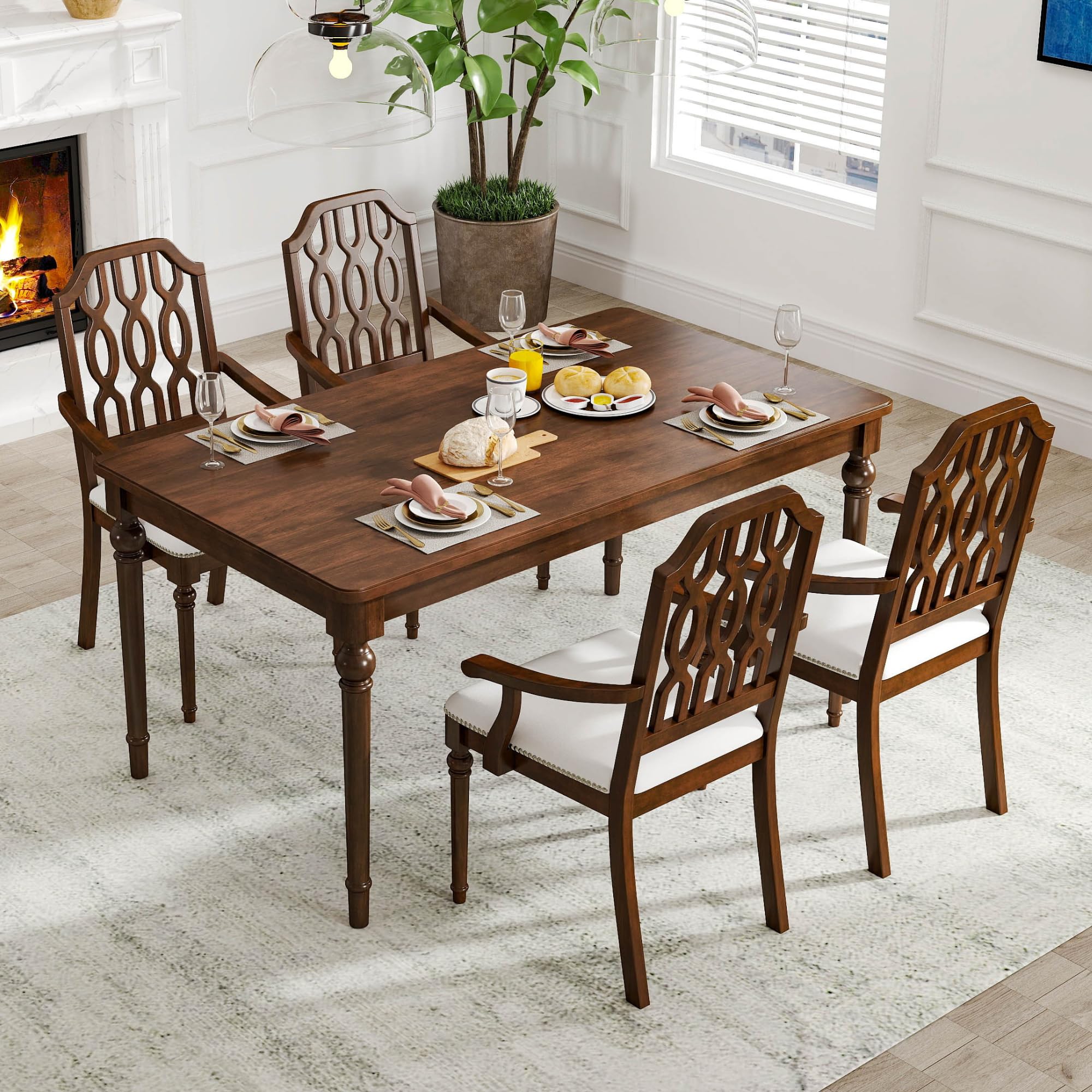 Kmax Farmhouse Rectangle Dining Chairs Set of 2 - 8171