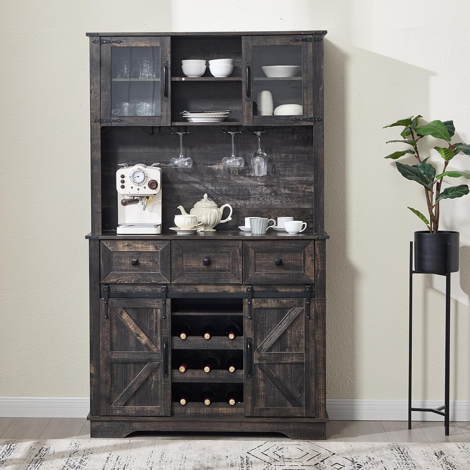 Kmax Farmhouse Coffee Bar Wine Cabinet - X158CB