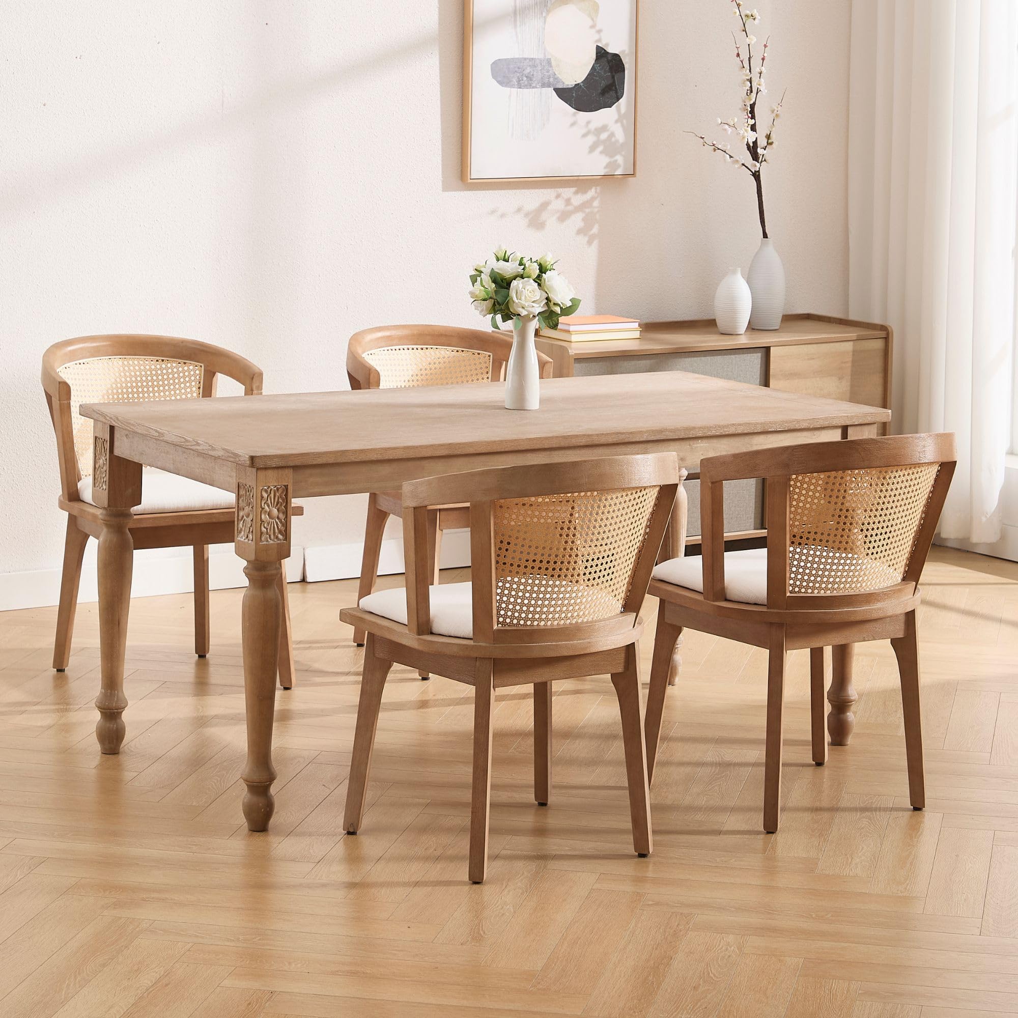 Janoray Dining Chairs with Cane Woven Back Set of 2 - 10085DC