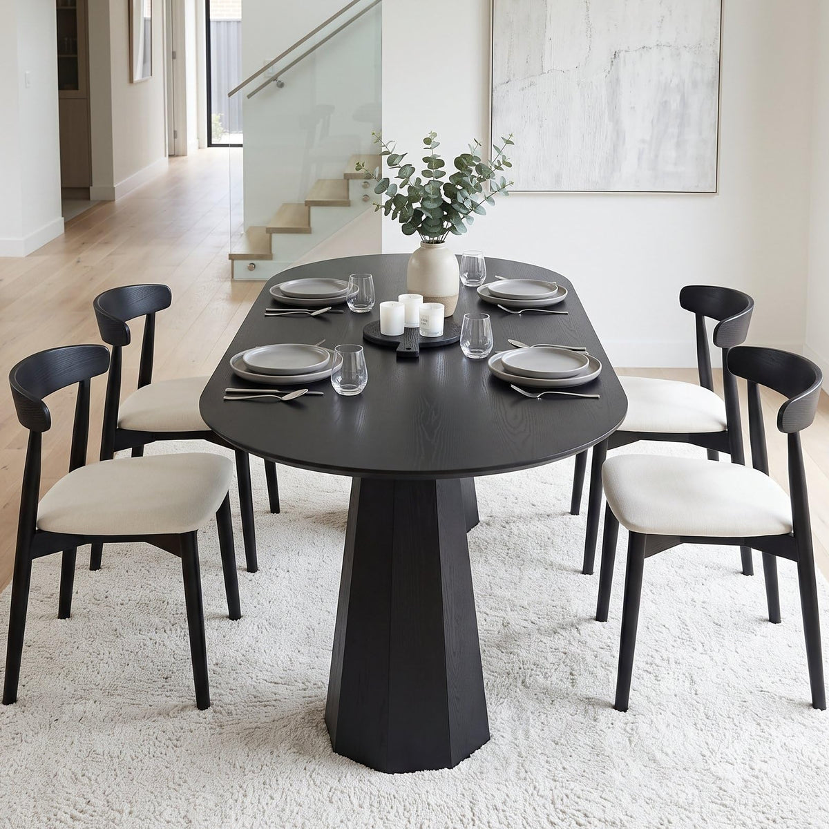 71" Oval Farmhouse Pedestal Dining Table for 6-8