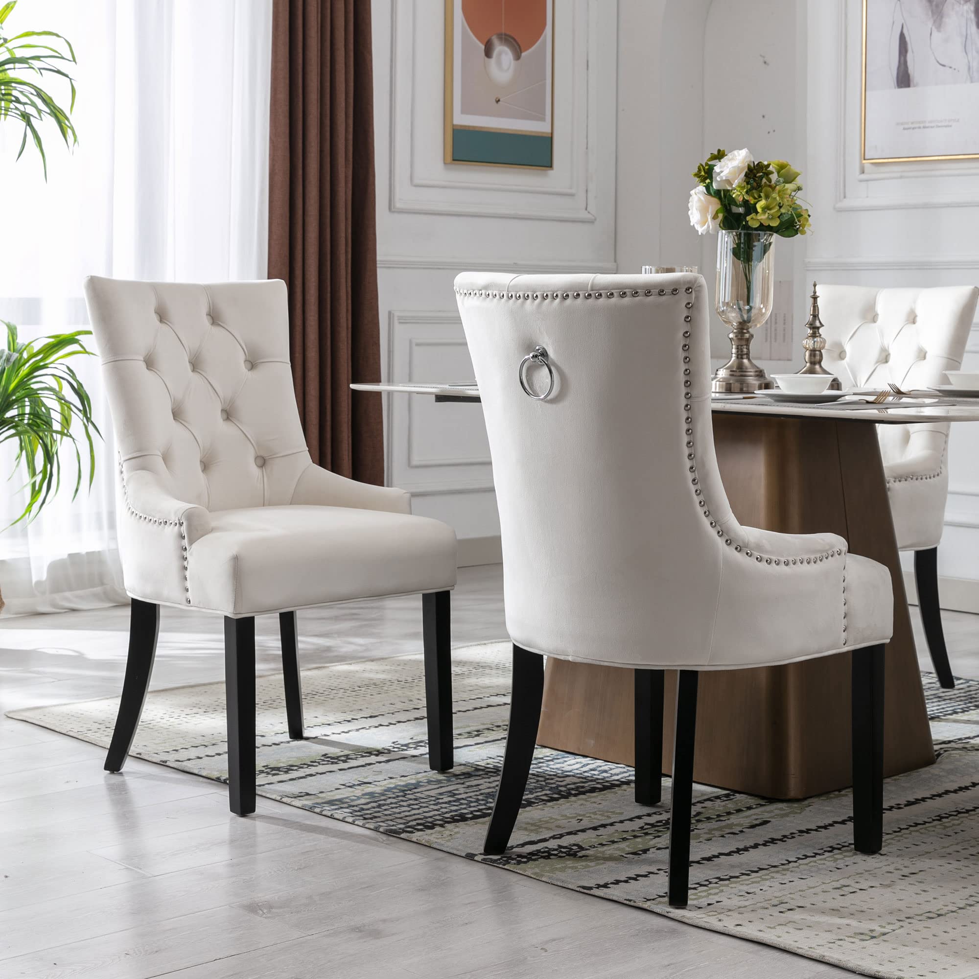 Kmax Tufted Velvet Kitchen Chairs Set of 2 - 8338DC