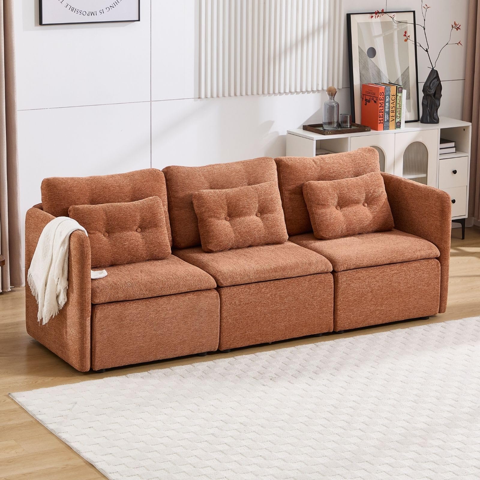 VESCASA Chenille 56.5" Modular Sectional Sofa with Waist Pillow - 90041SF