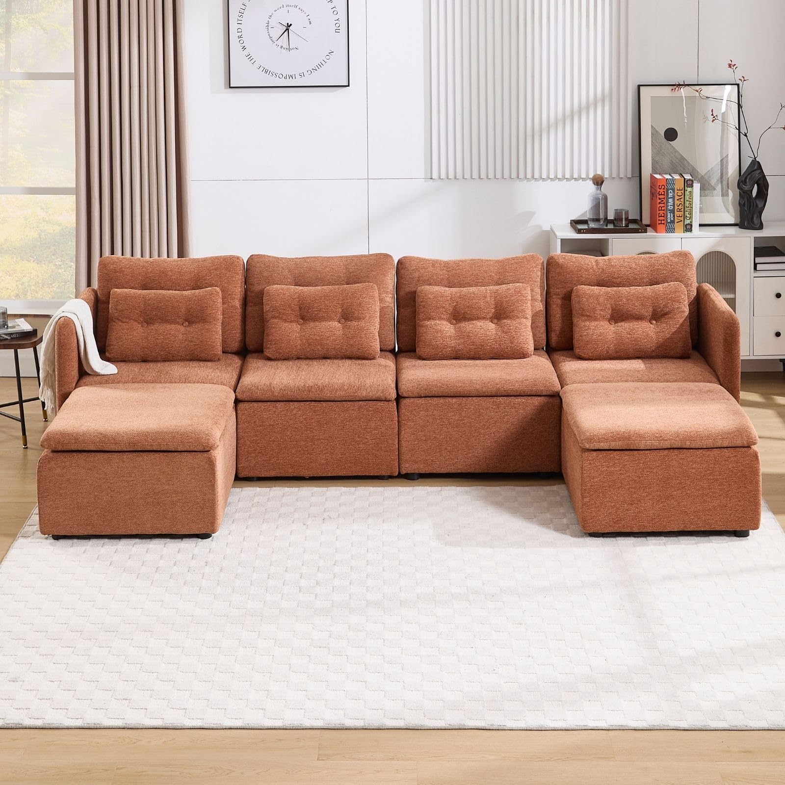 VESCASA Chenille 56.5" Modular Sectional Sofa with Waist Pillow - 90041SF