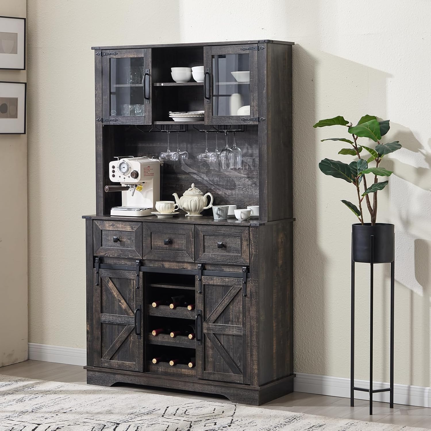 Kmax Farmhouse Coffee Bar Wine Cabinet - X158CB