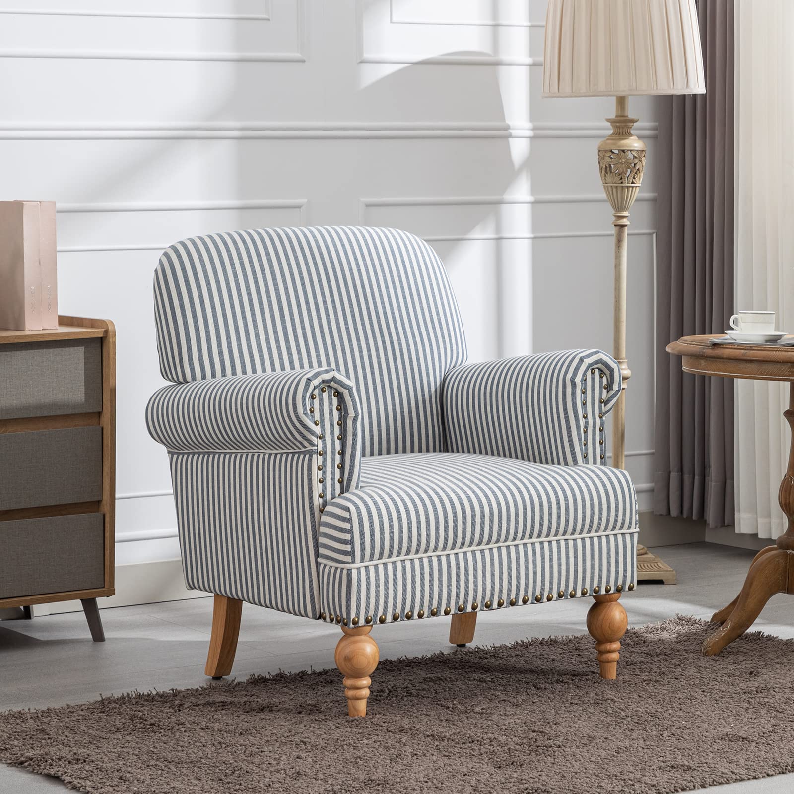 Janoray Nailhead Trim Linen Accent Chair 1 PCS - 8330AC