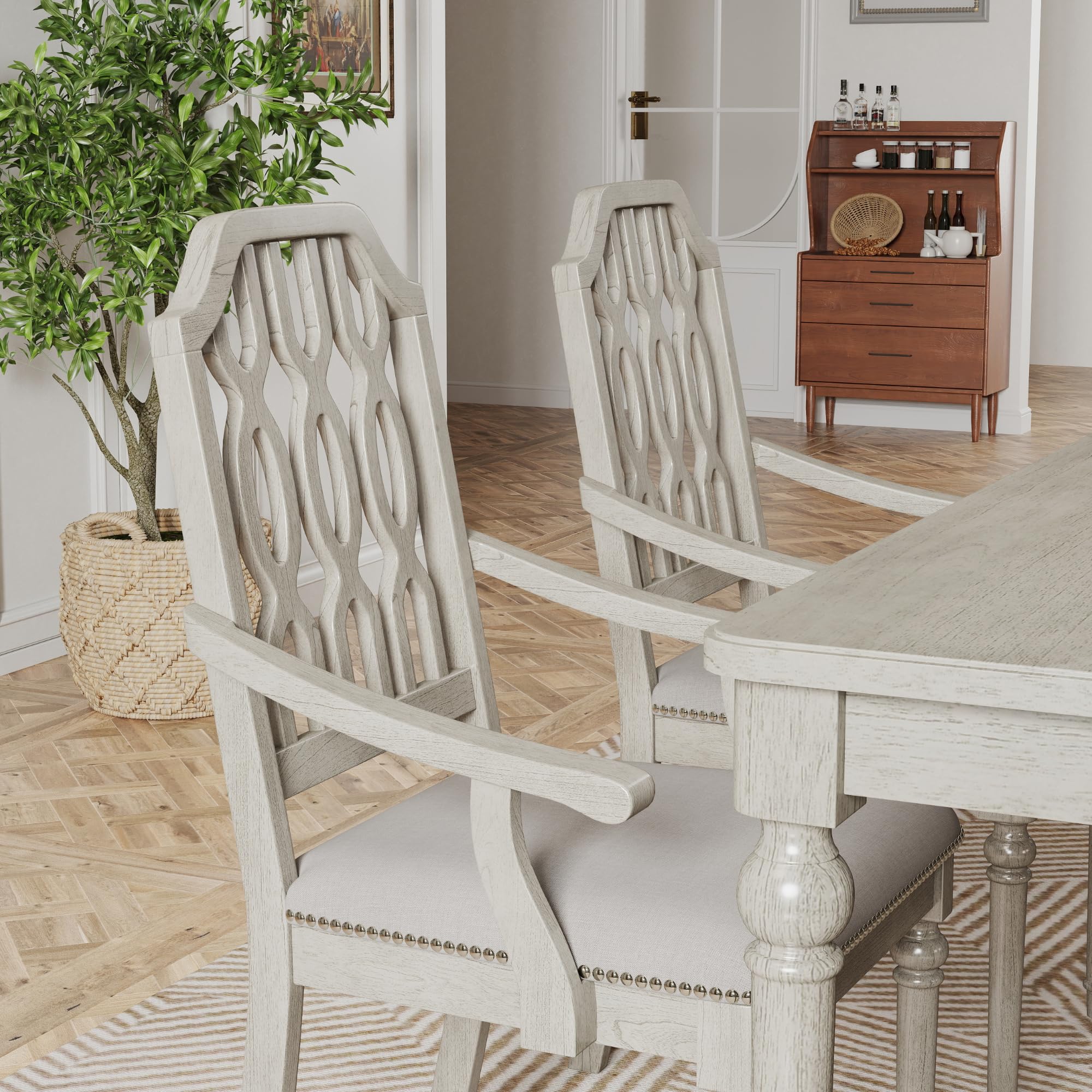 Kmax Farmhouse Rectangle Dining Chairs Set of 2 - 8171