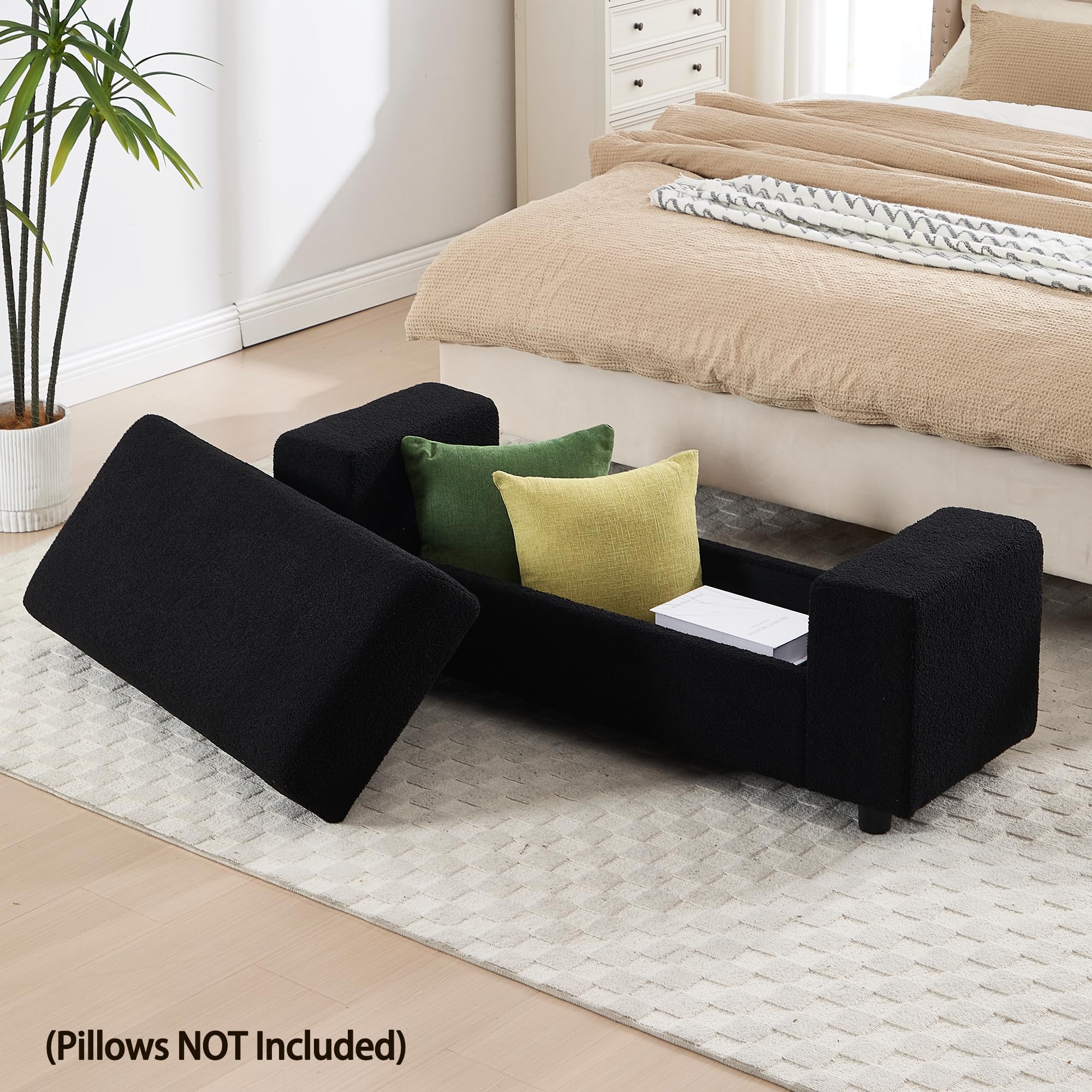 ROCITY 55" Upholstered Storage Bench for Entryway and Bedroom - 7060BH