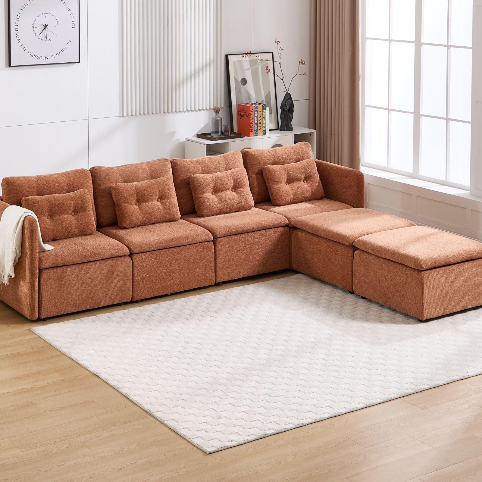 VESCASA Chenille 56.5" Modular Sectional Sofa with Waist Pillow - 90041SF