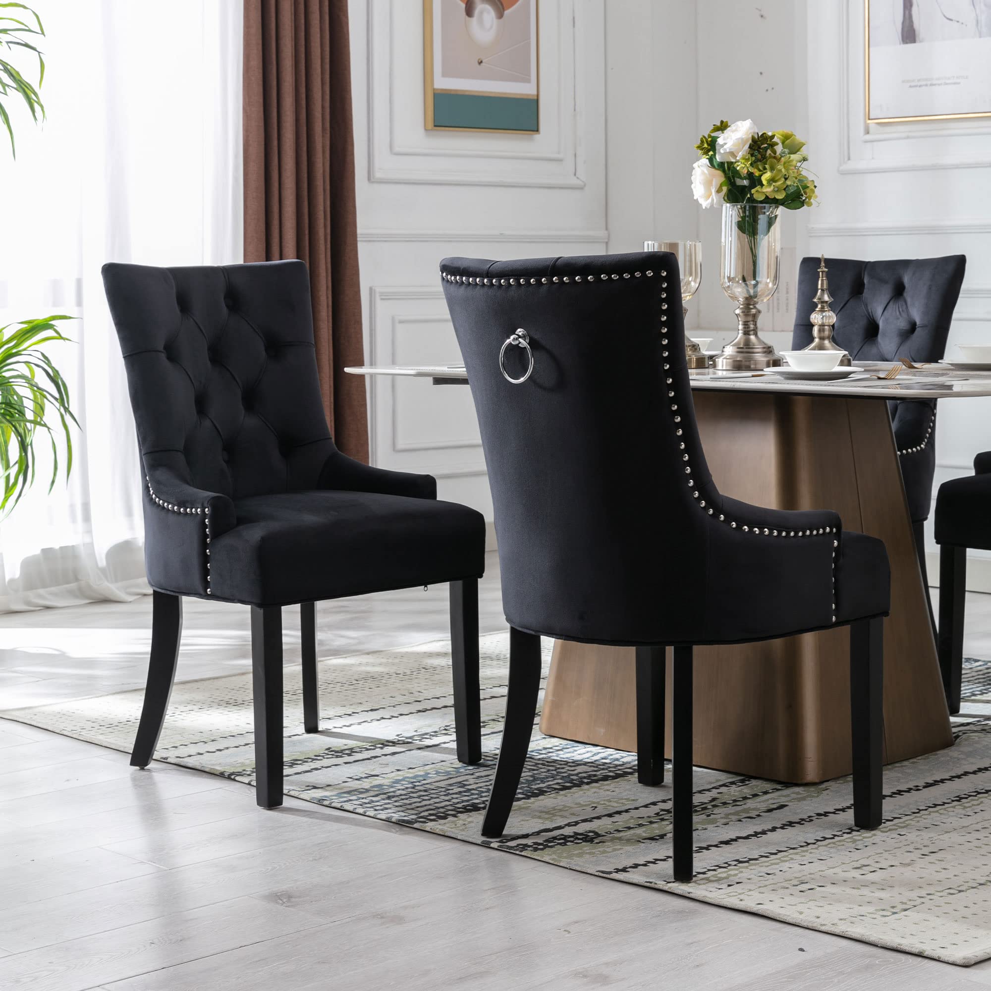 Kmax Tufted Velvet Kitchen Chairs Set of 2 - 8338DC