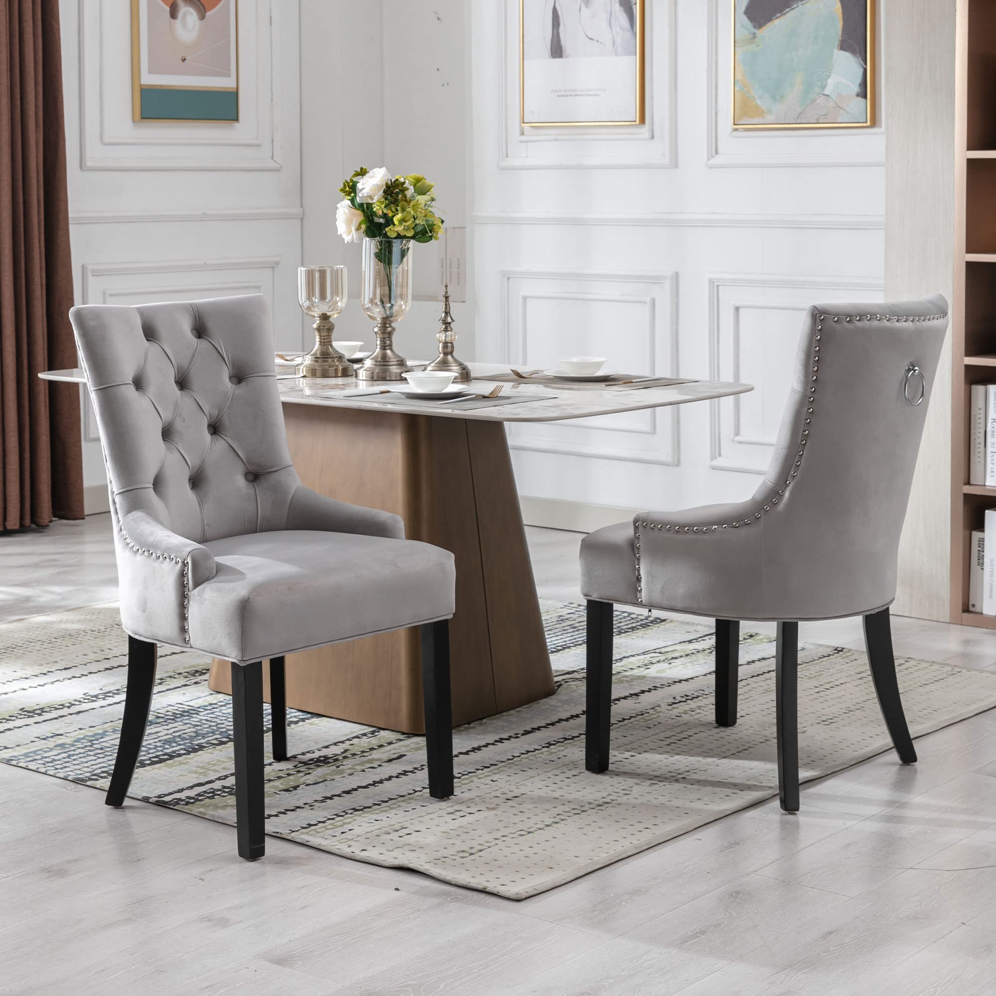 Kmax Tufted Velvet Kitchen Chairs Set of 2 - 8338DC
