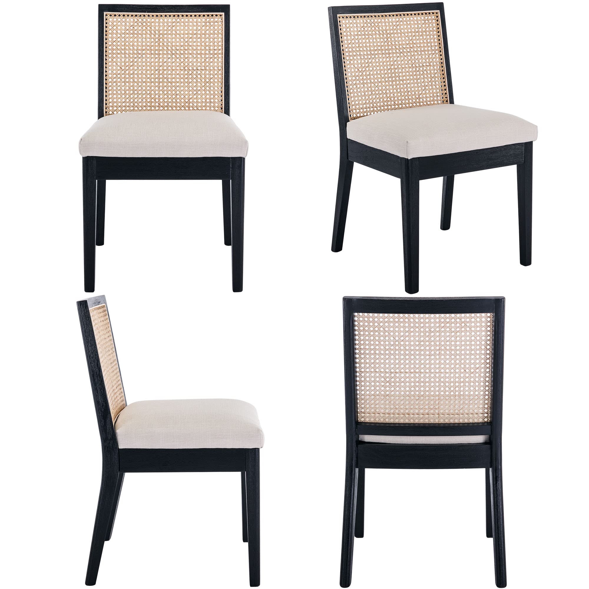 CIMOTA Square Rattan Back Dining Chairs Set of 2 - 1932DC