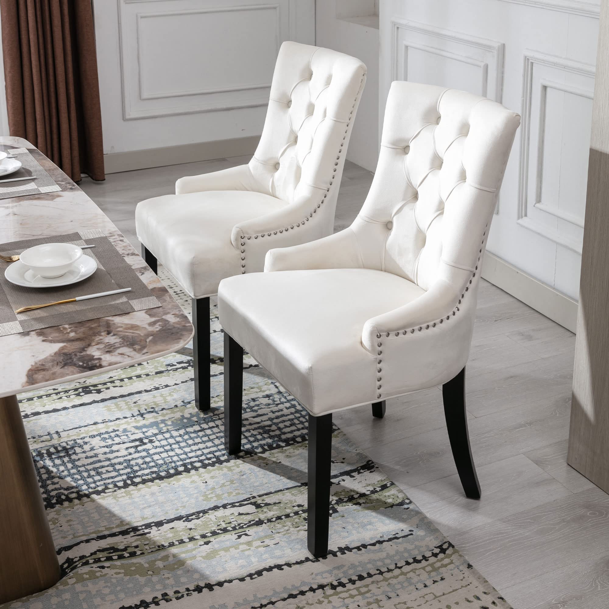 Kmax Tufted Velvet Kitchen Chairs Set of 2 - 8338DC