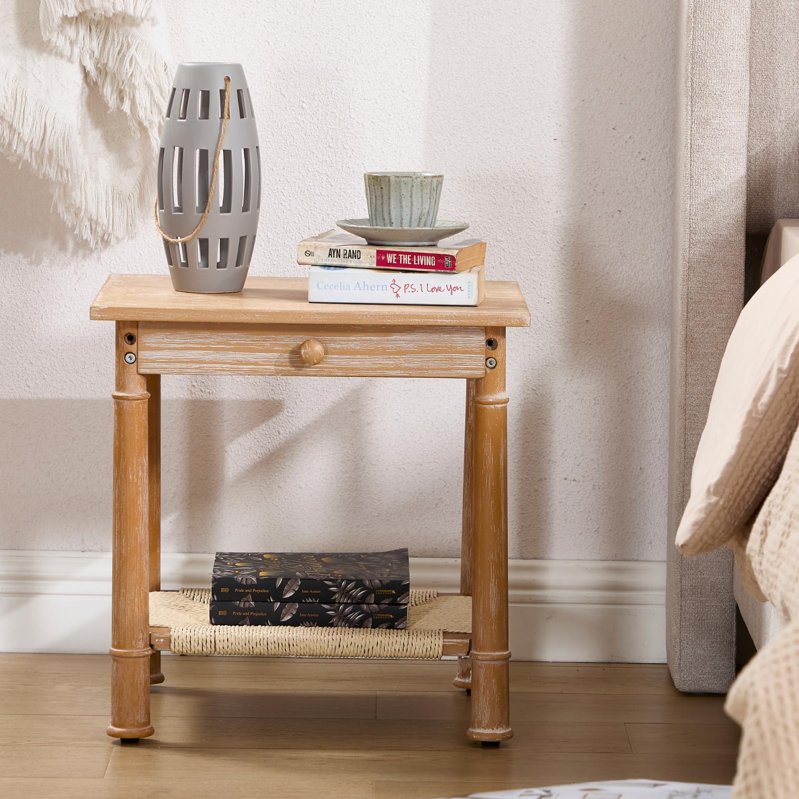 Janoray Farmhouse Square Side Table with Drawer - 22752ST