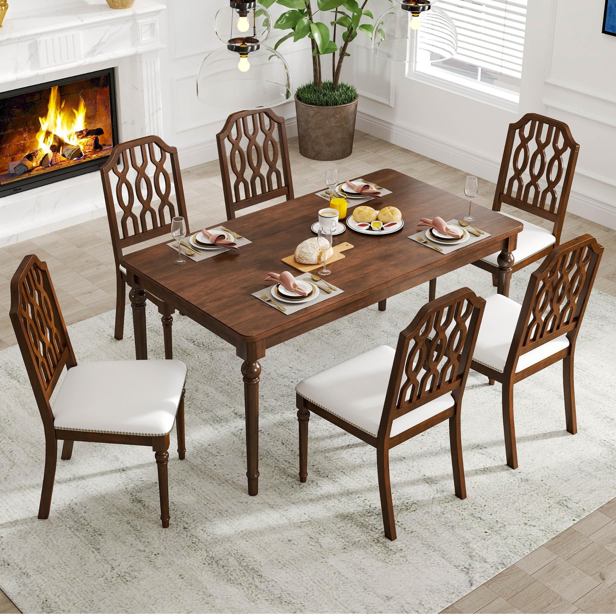 Kmax Farmhouse Rectangle Dining Chairs Set of 2 - 8171