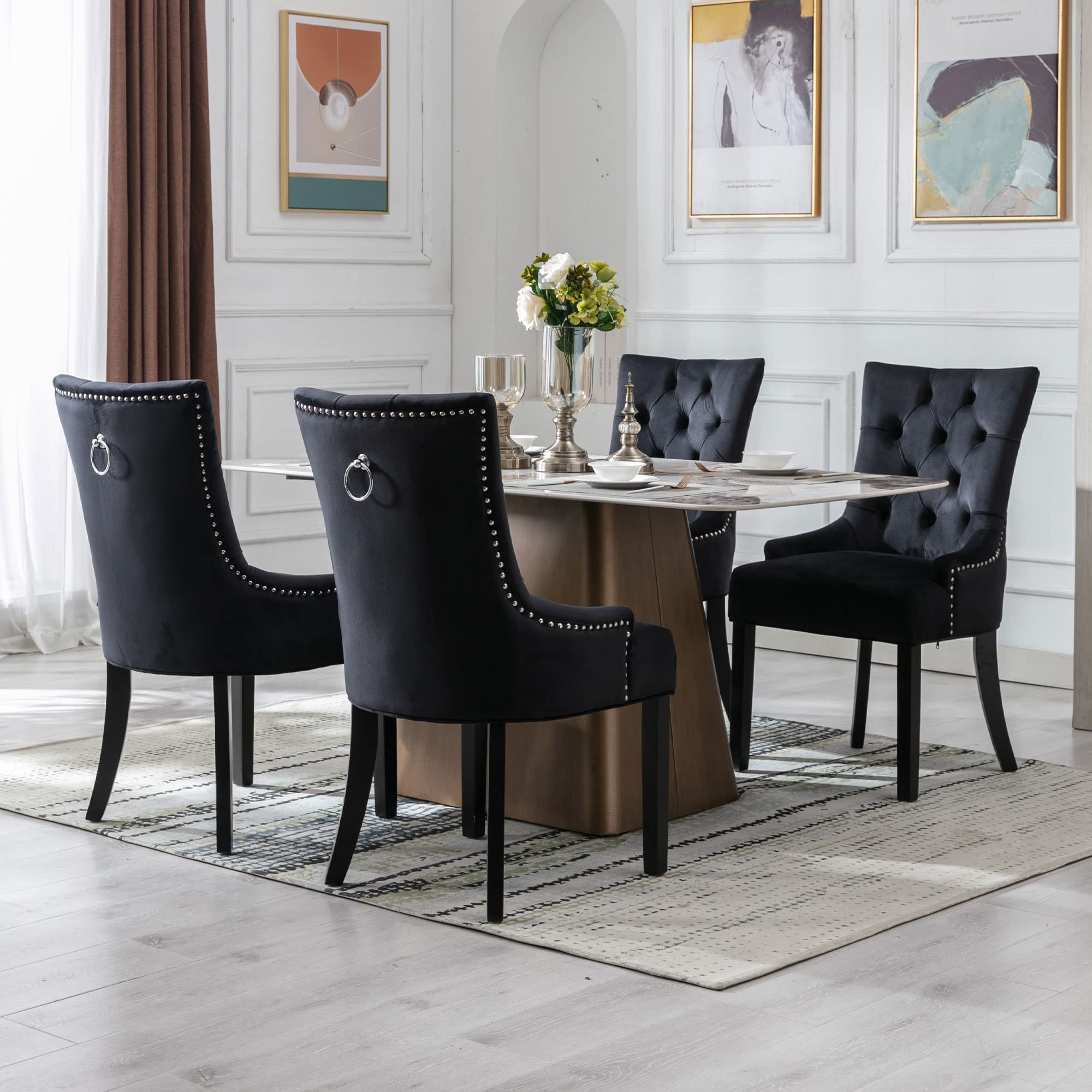Kmax Tufted Velvet Kitchen Chairs Set of 2 - 8338DC