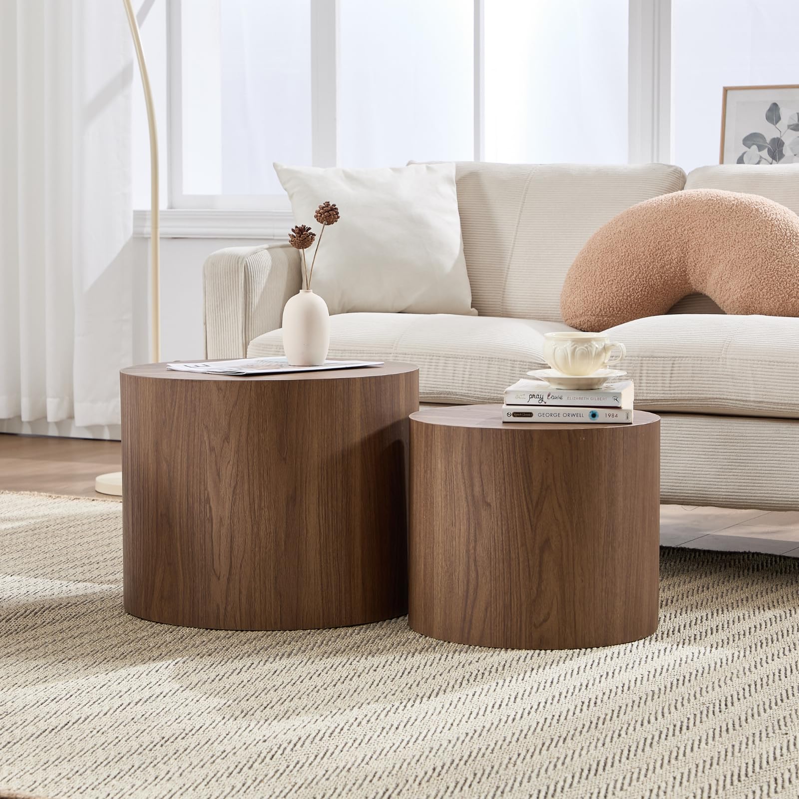 CIMOTA Round Wood Nesting Coffee Table Set of 2 - 24060CT