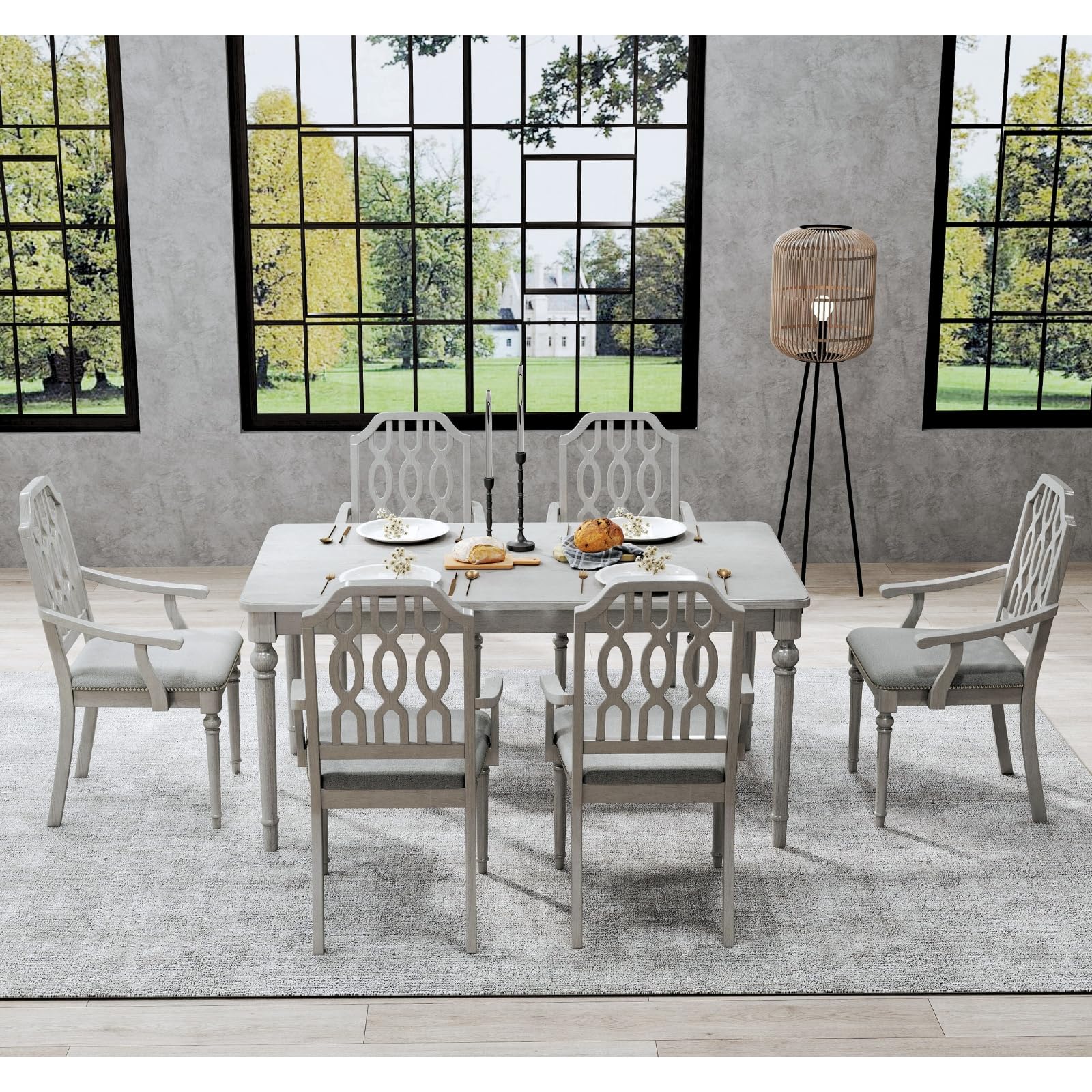 Janoray 63"W Rustic Solid Wood Dining Table - 3204DT