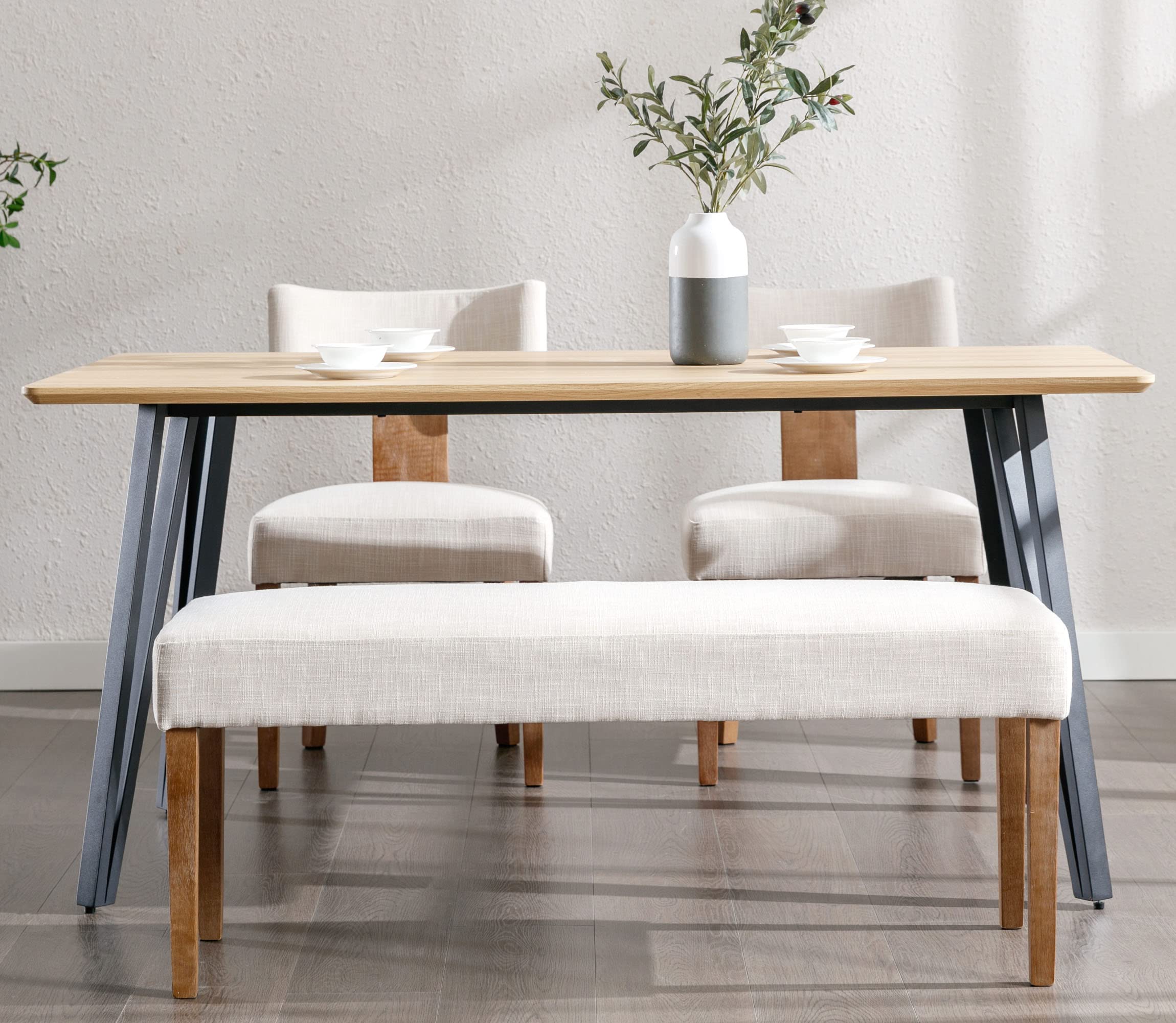 VESCASA 44.5" W Farmhouse Padded Entryway Bench - 2586BH