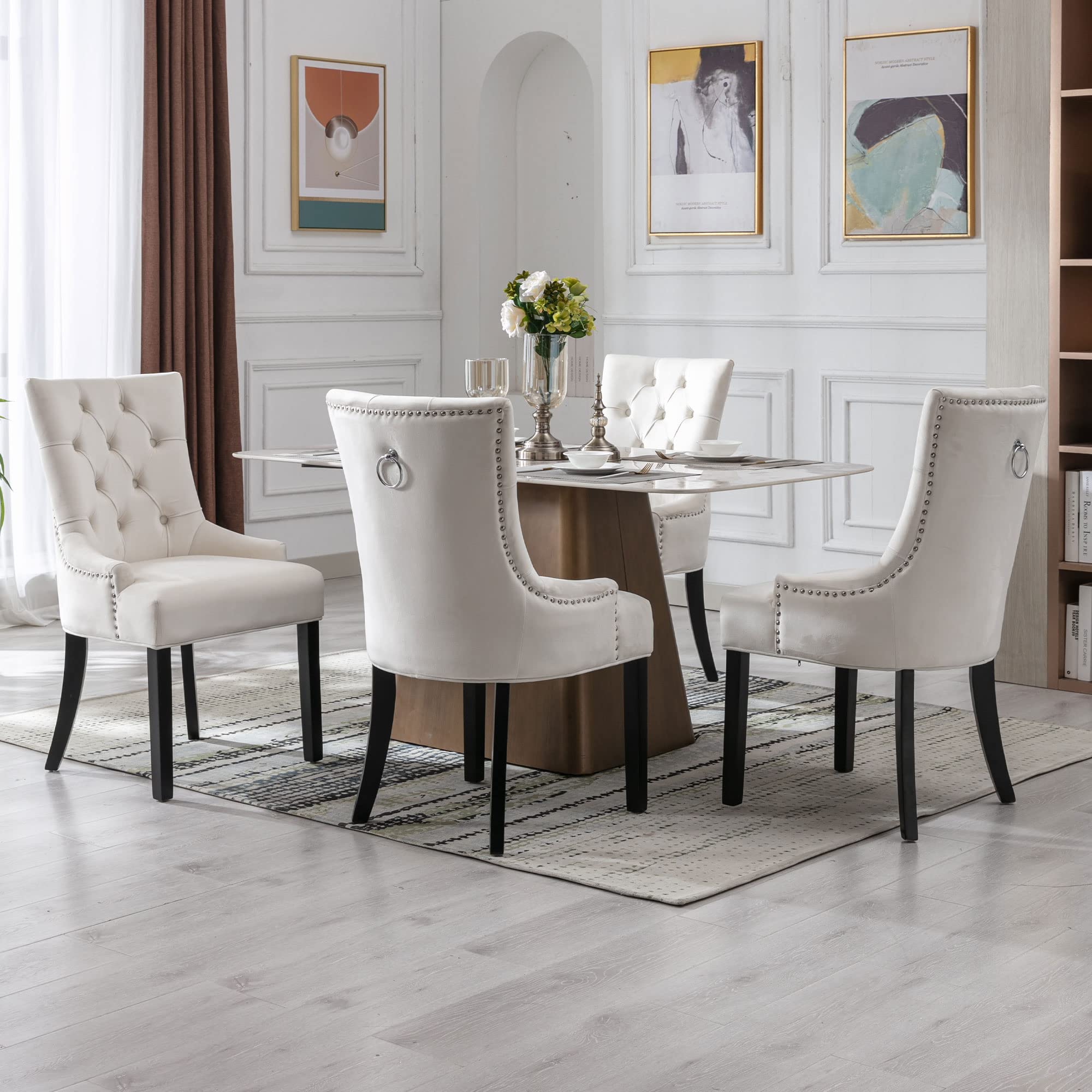 Kmax Tufted Velvet Kitchen Chairs Set of 2 - 8338DC