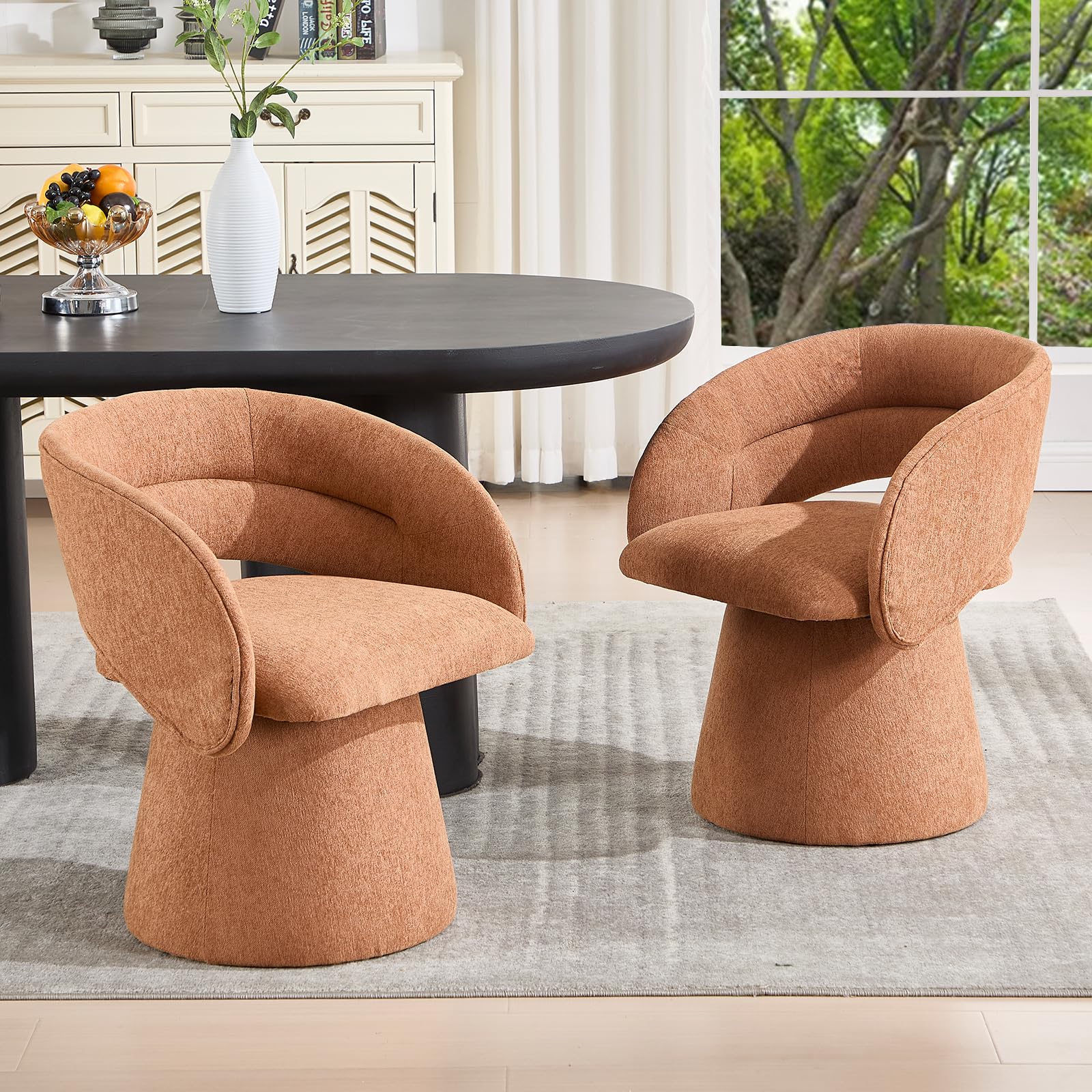 VESCASA Swivel Hollow Back Barrel Dining Chairs 1 PCS - 10074DC