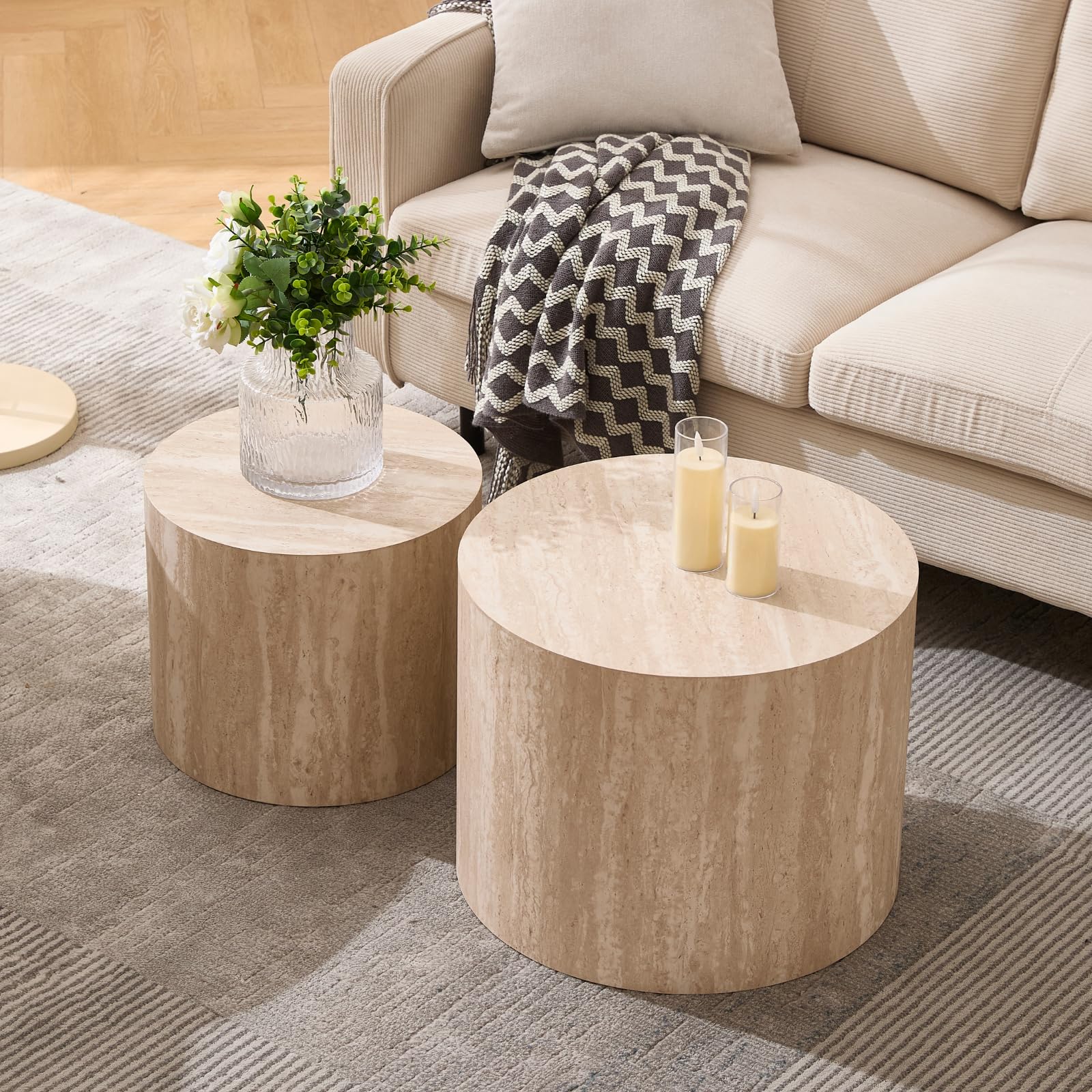 CIMOTA Round Wood Nesting Coffee Table Set of 2 - 24060CT