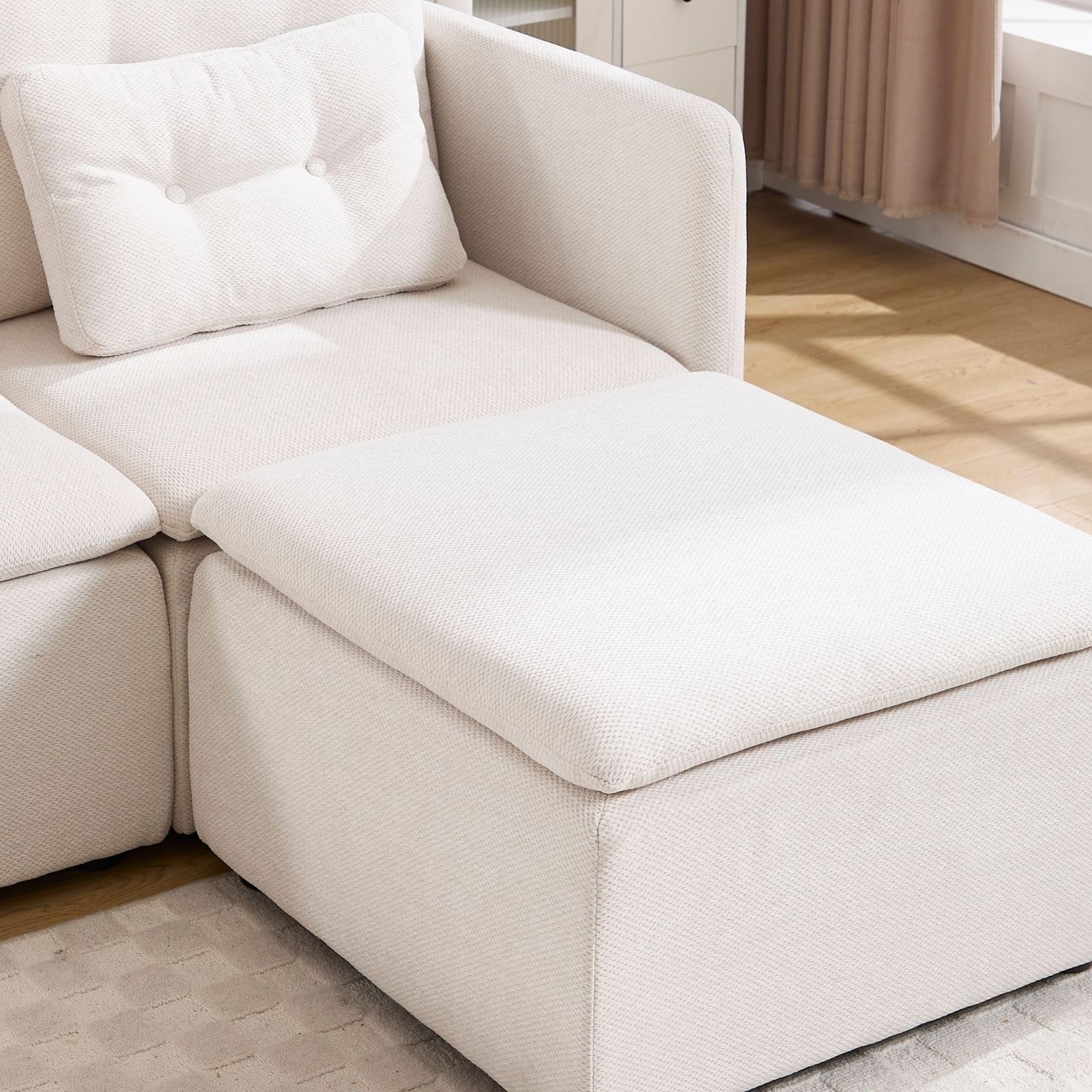 VESCASA Chenille 56.5" Modular Sectional Sofa with Waist Pillow - 90041SF