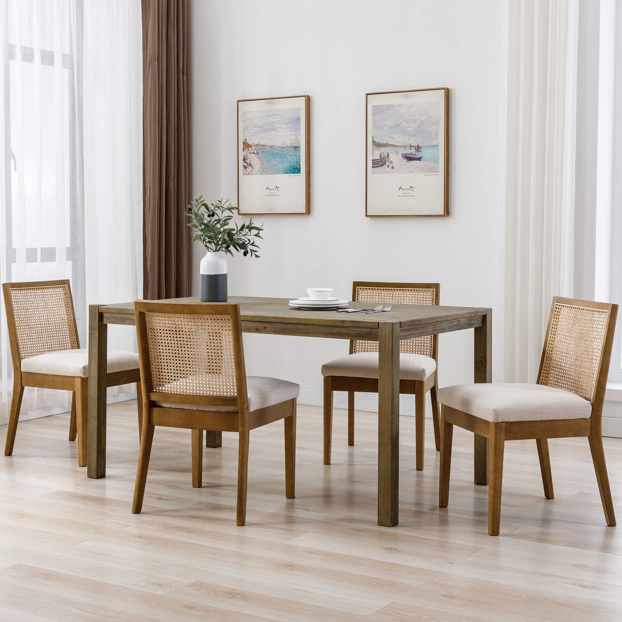 CIMOTA Square Rattan Back Dining Chairs Set of 2 - 1932DC