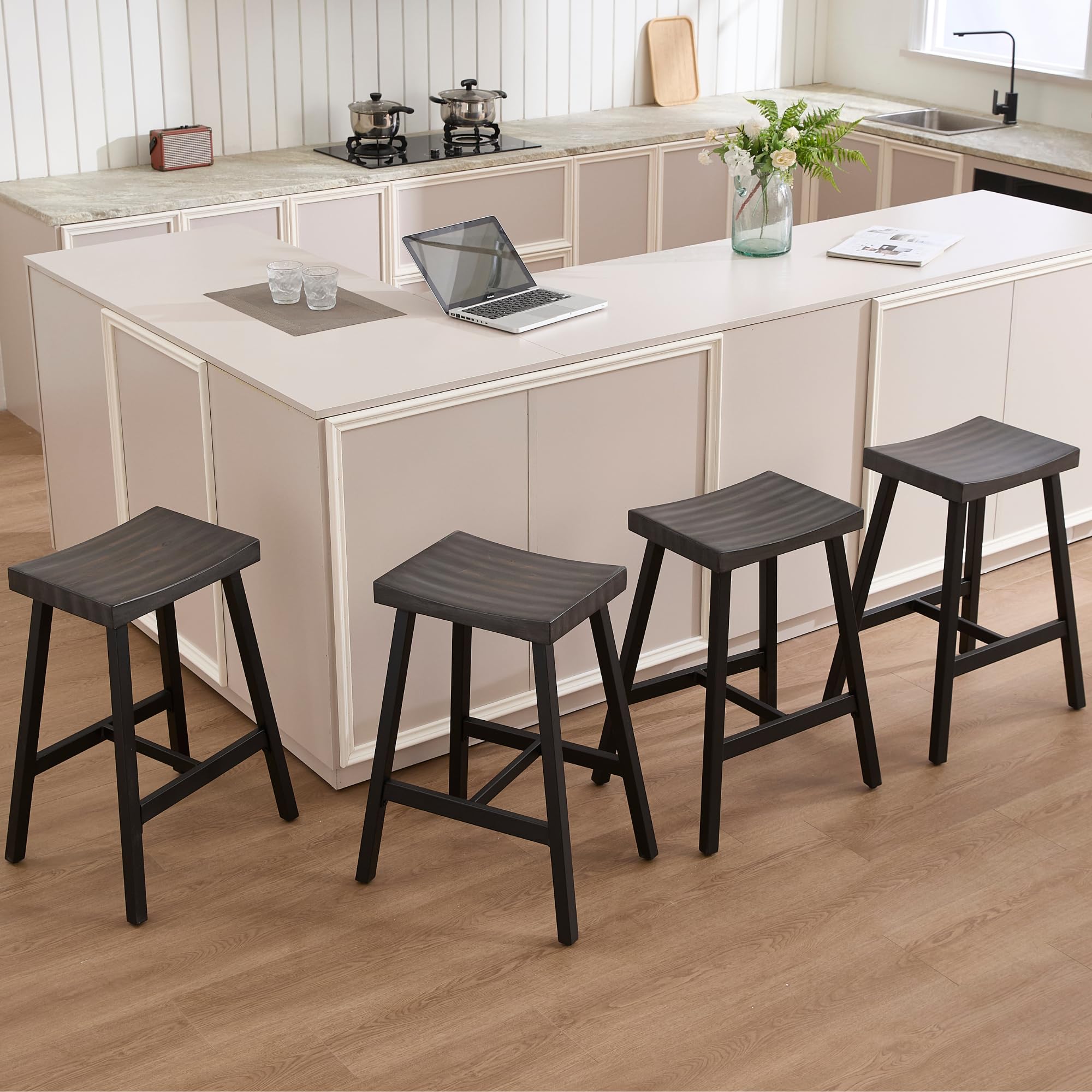 Kmax 26"H Backless Wood Counter Stools Set of 2 - 0519CS