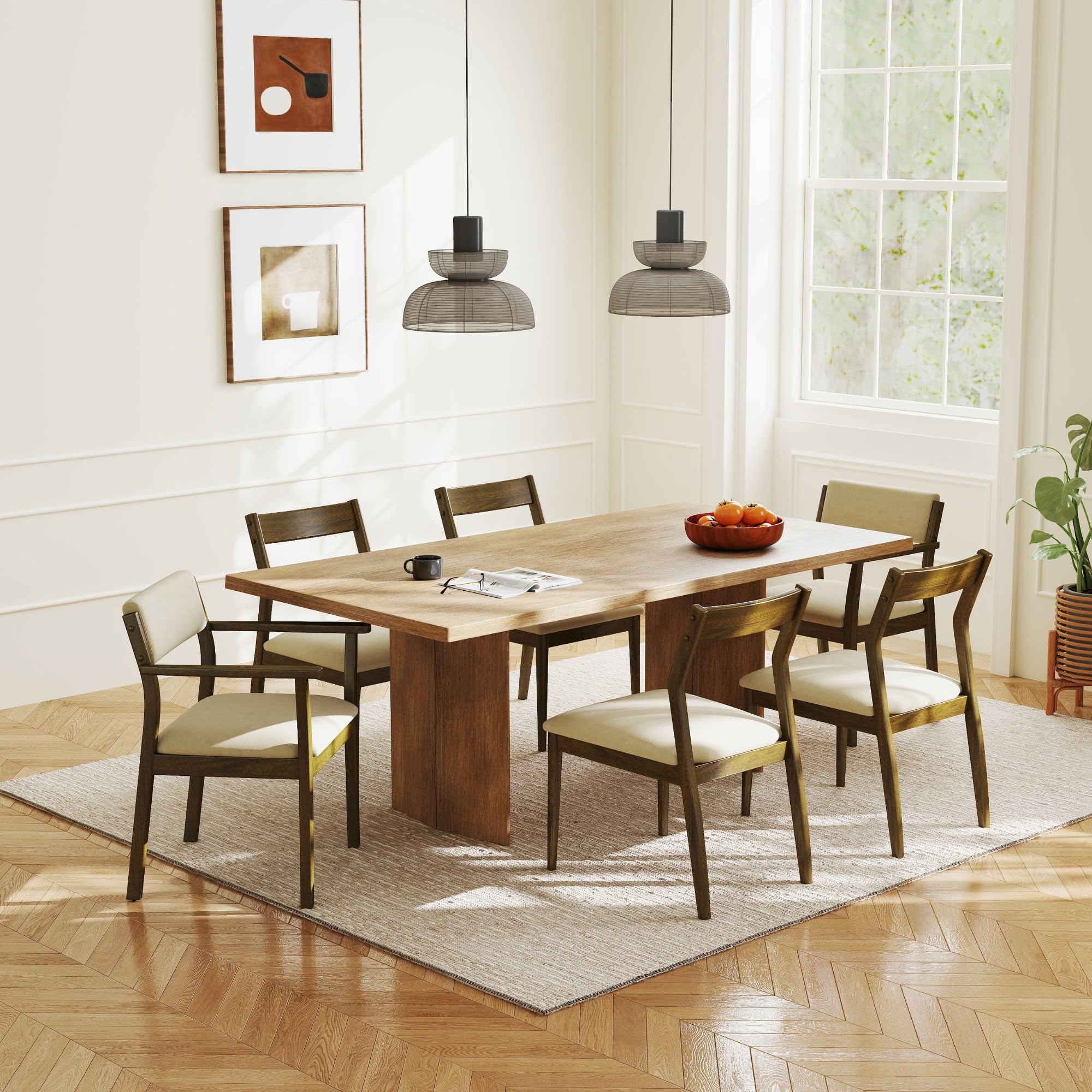 VESCASA Open Back Wooden Dining Chairs Set of 2 - 2313DC