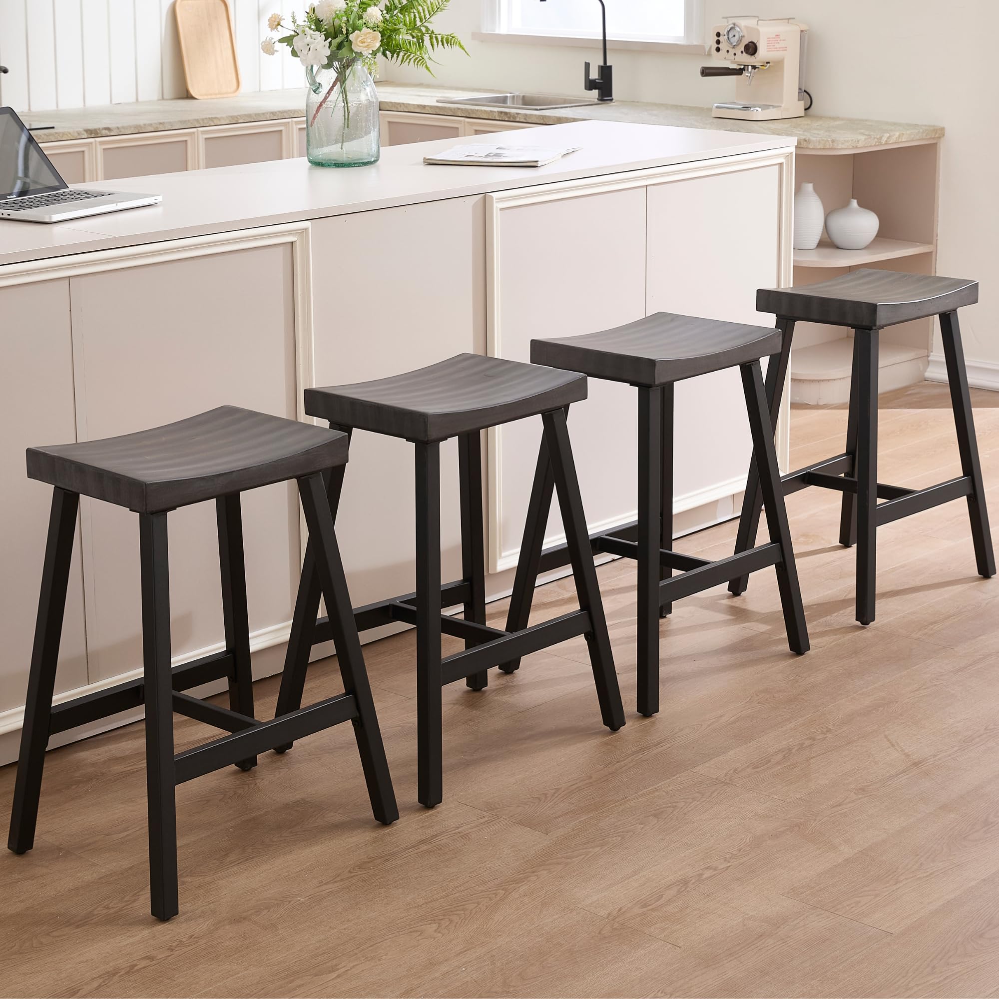 Kmax 26"H Backless Wood Counter Stools Set of 2 - 0519CS