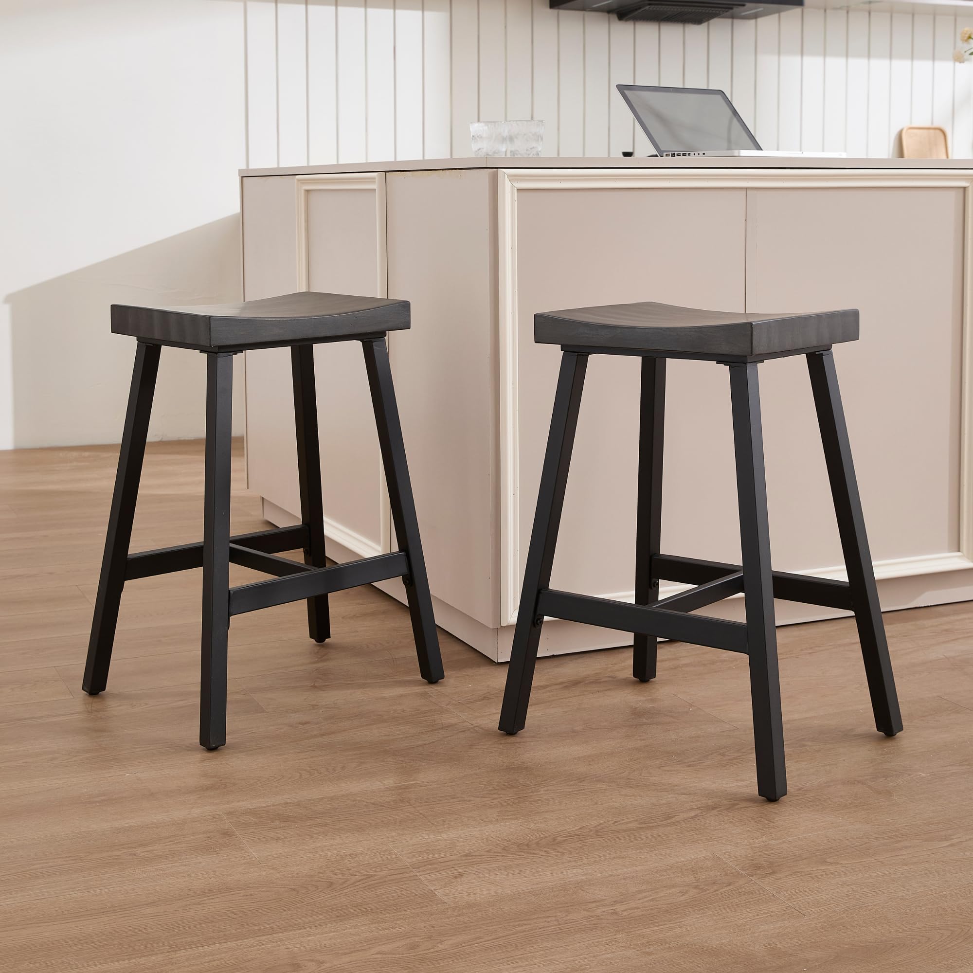 Kmax 26"H Backless Wood Counter Stools Set of 2 - 0519CS