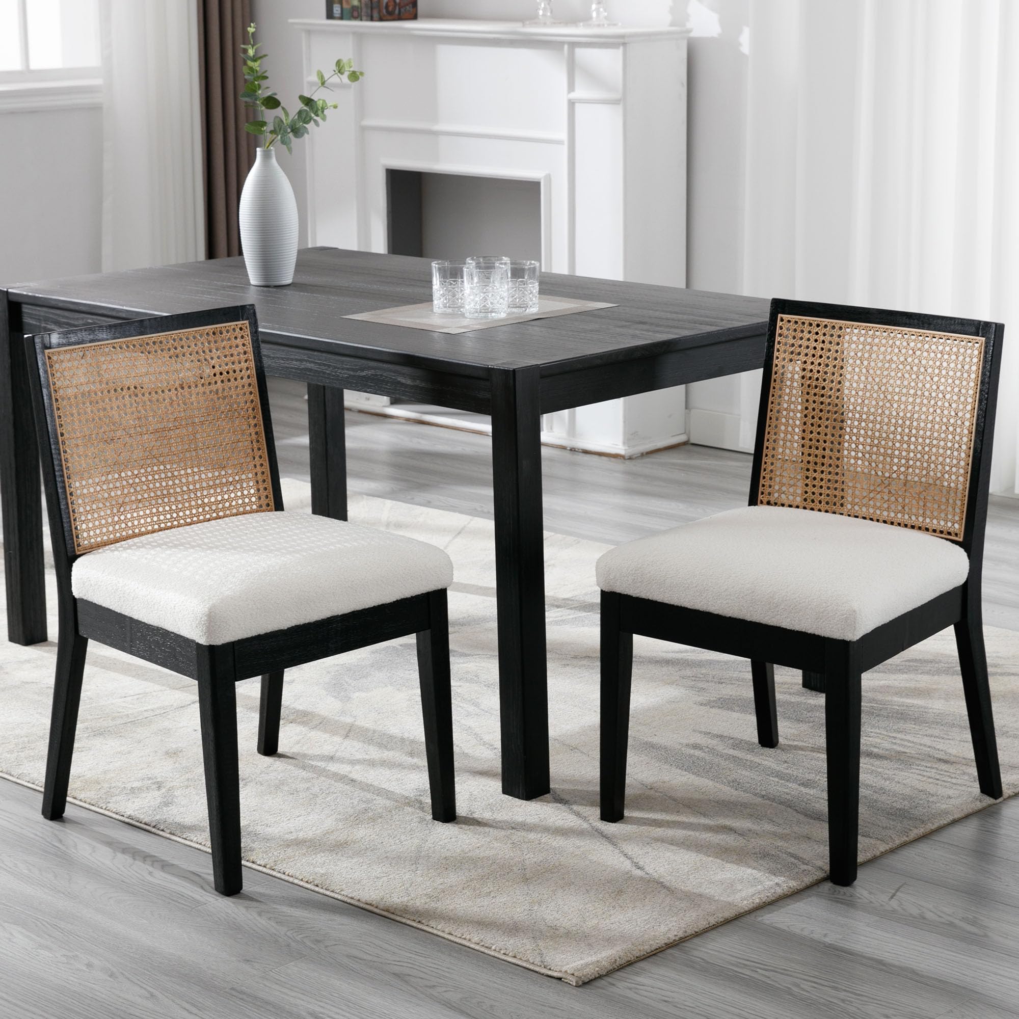 CIMOTA Square Rattan Back Dining Chairs Set of 2 - 1932DC
