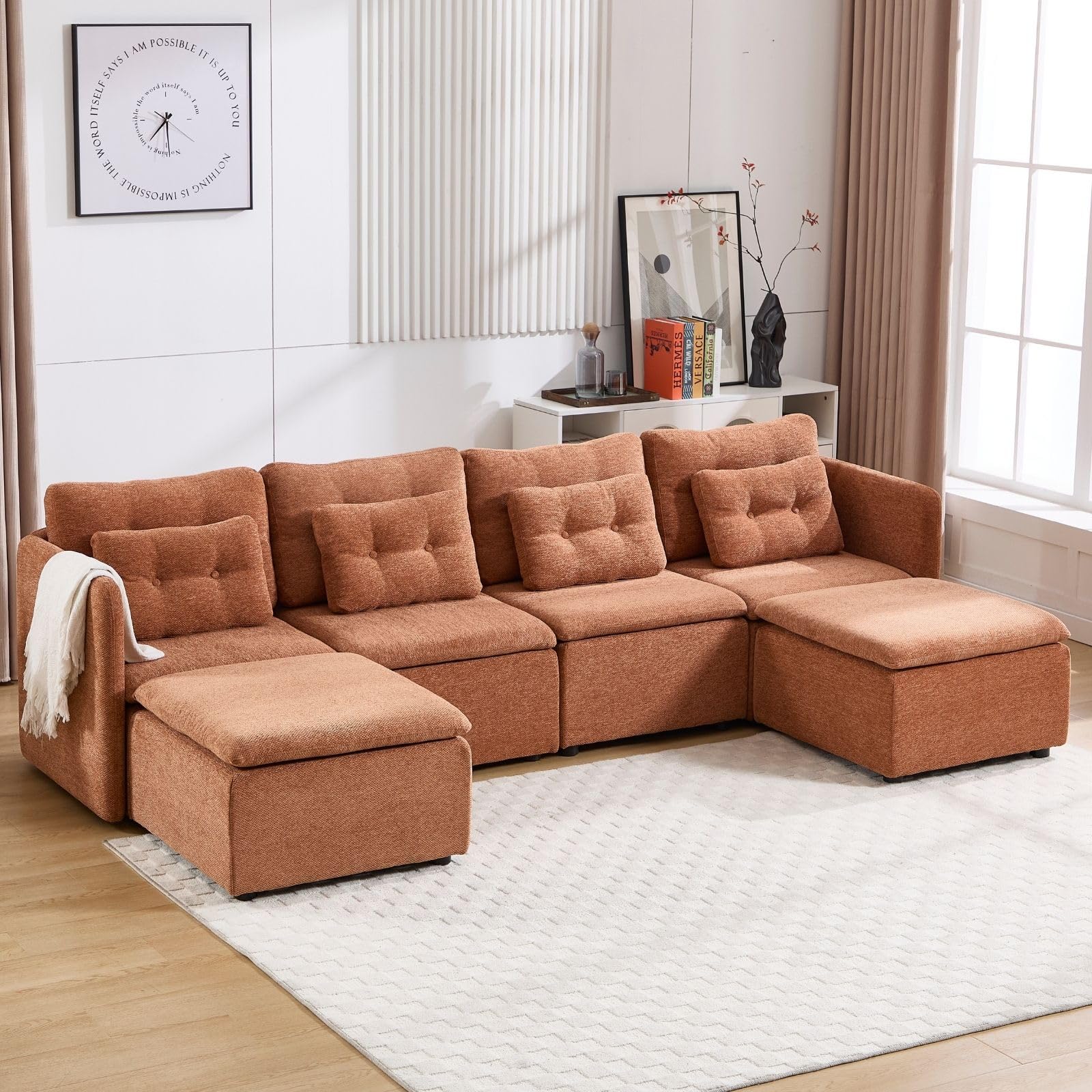 VESCASA Chenille 56.5" Modular Sectional Sofa with Waist Pillow - 90041SF