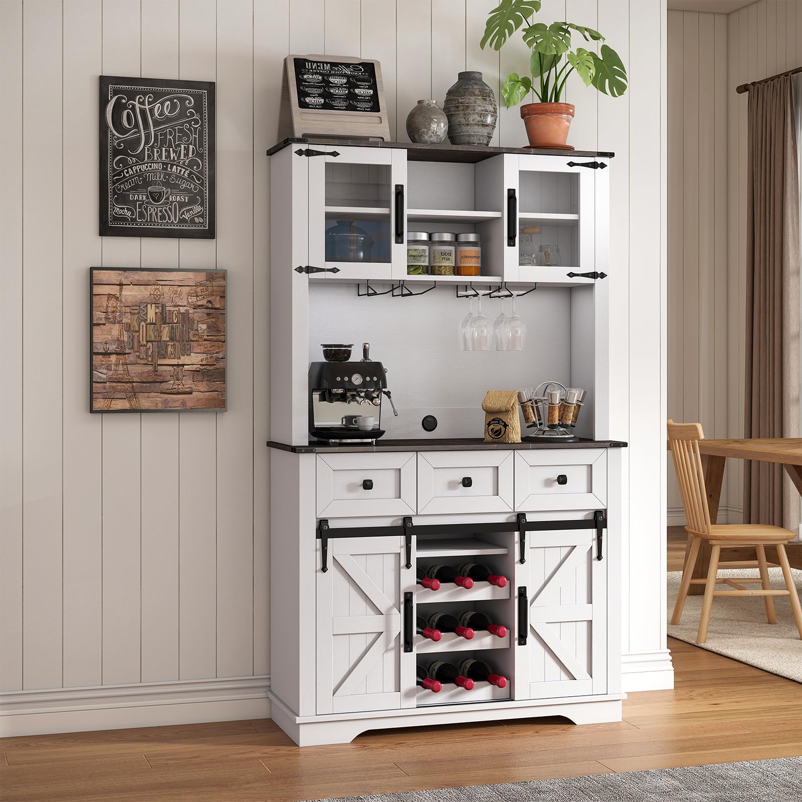 Kmax Farmhouse Coffee Bar Wine Cabinet - X158CB