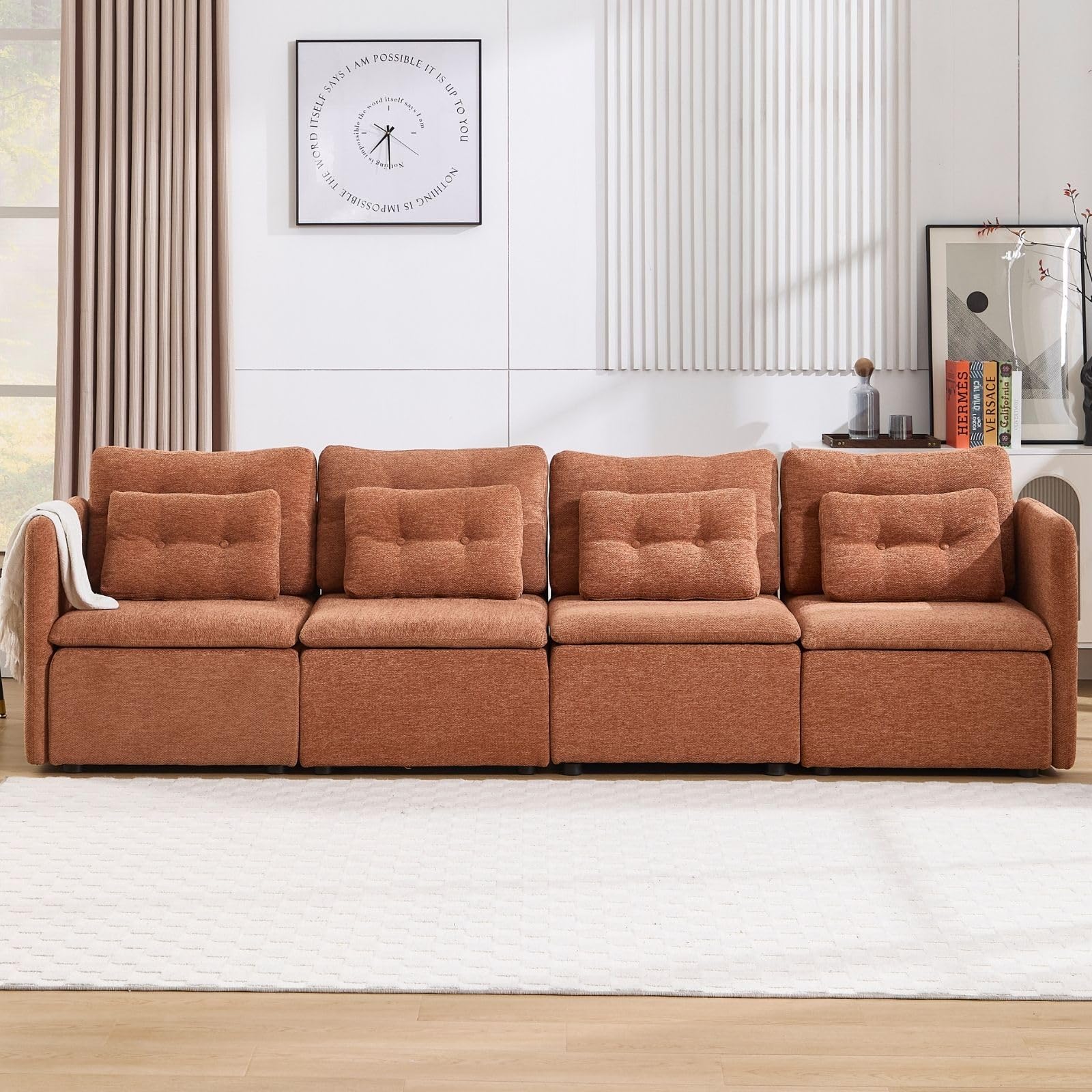 VESCASA Chenille 56.5" Modular Sectional Sofa with Waist Pillow - 90041SF