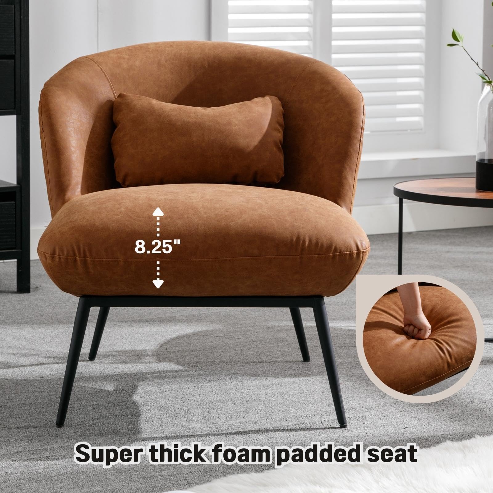 ROCITY Modern Accent Chair with Lumbar Pillow 1 PCS -19040AC