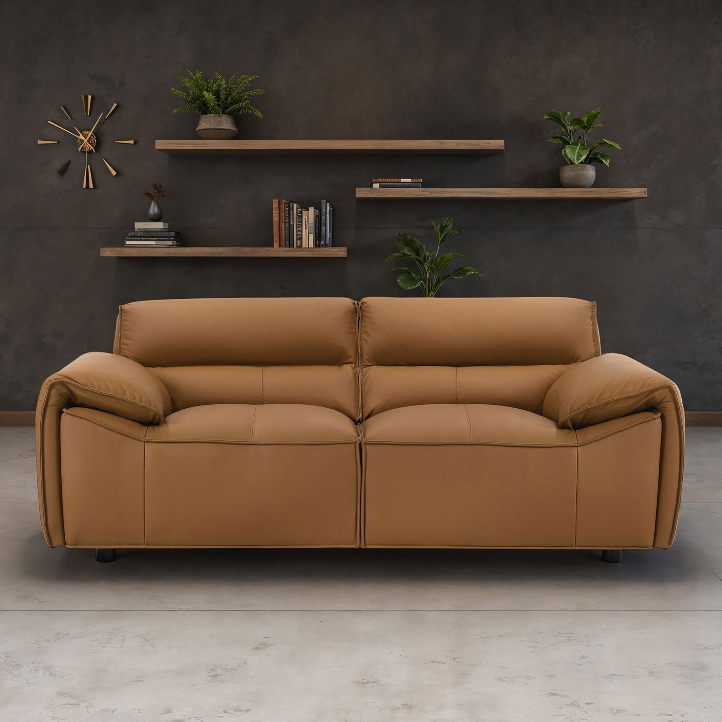 73.5"W Modern Grain Leather Loveseat