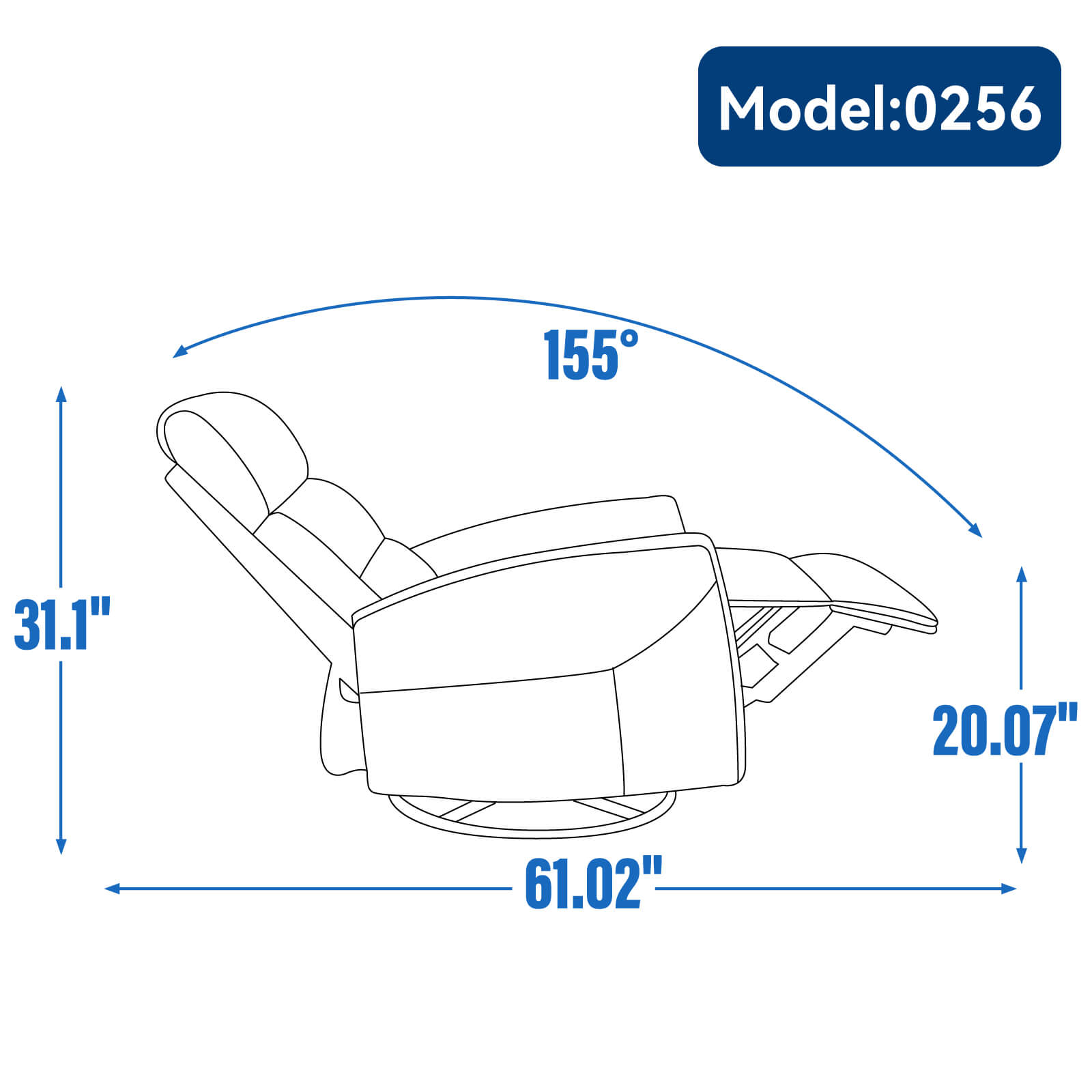 Modern Polyester Fabric Manual 360 Swivel Rocker Recliner Chair