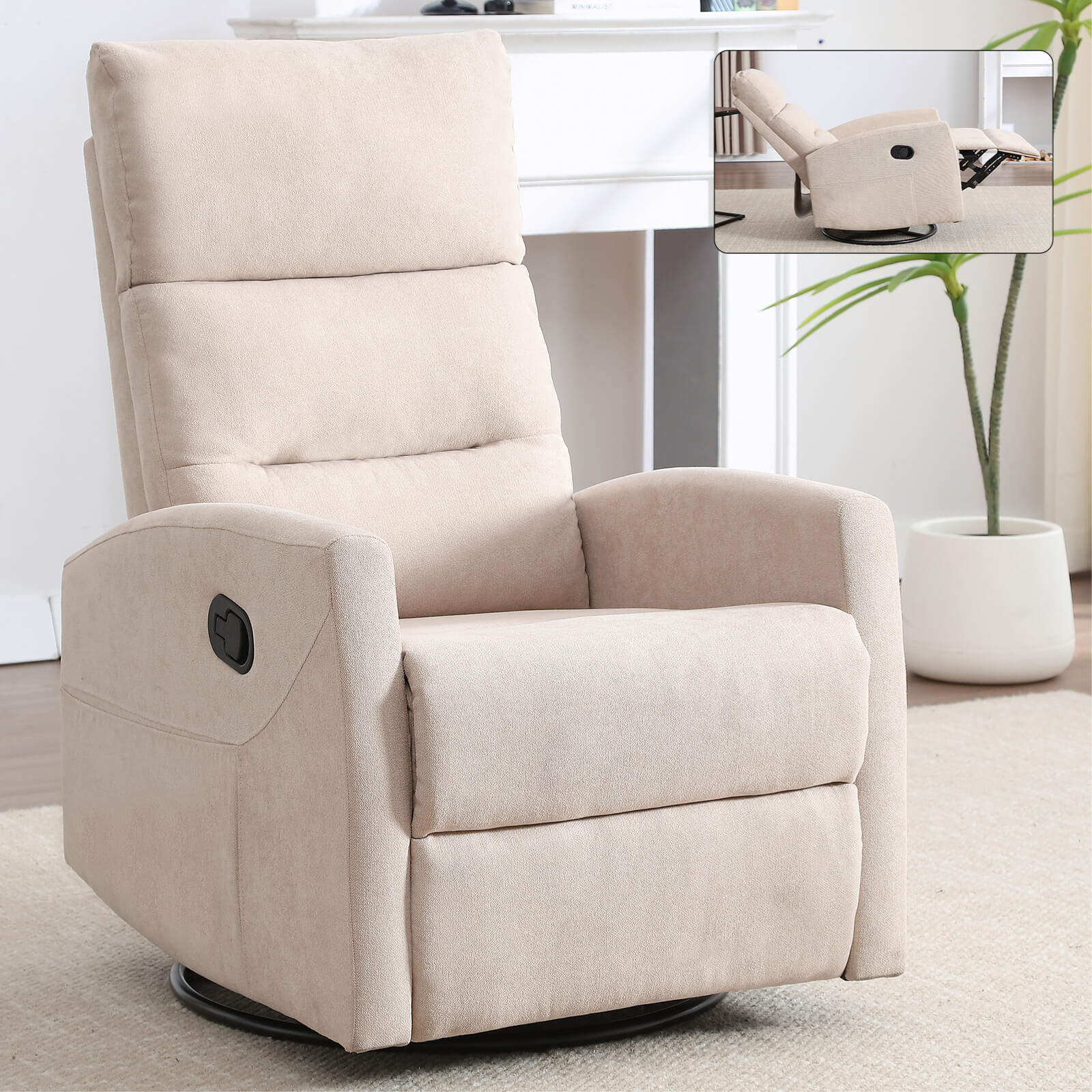 Modern Polyester Fabric Manual 360 Swivel Rocker Recliner Chair