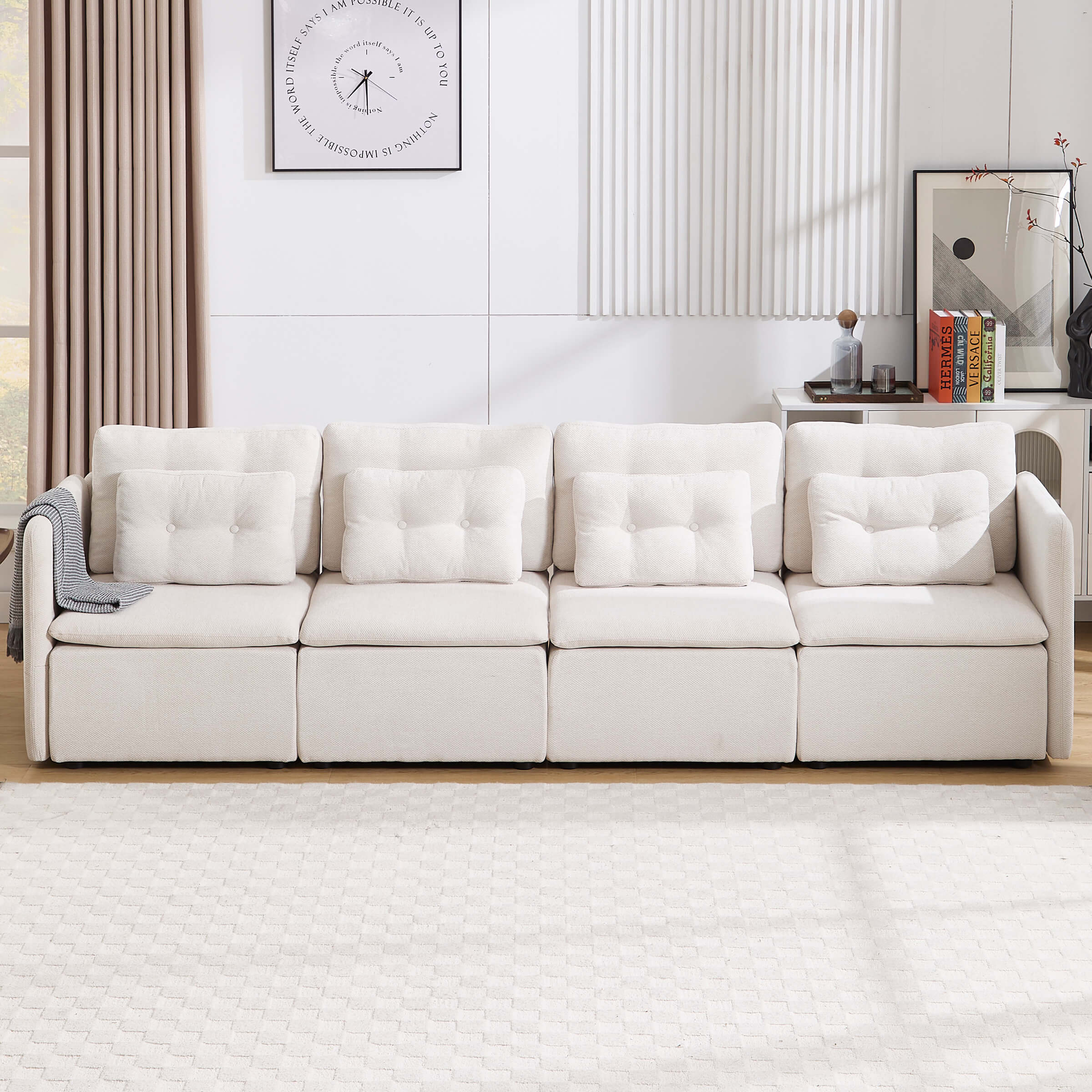 VESCASA Chenille 56.5" Modular Sectional Sofa with Waist Pillow - 90041SF