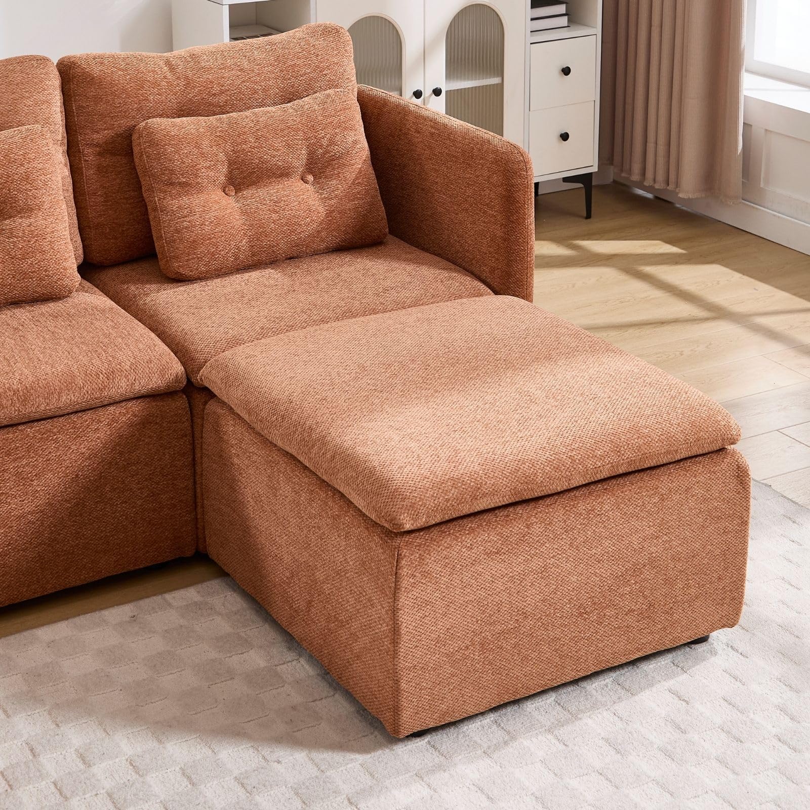 VESCASA Chenille 56.5" Modular Sectional Sofa with Waist Pillow - 90041SF