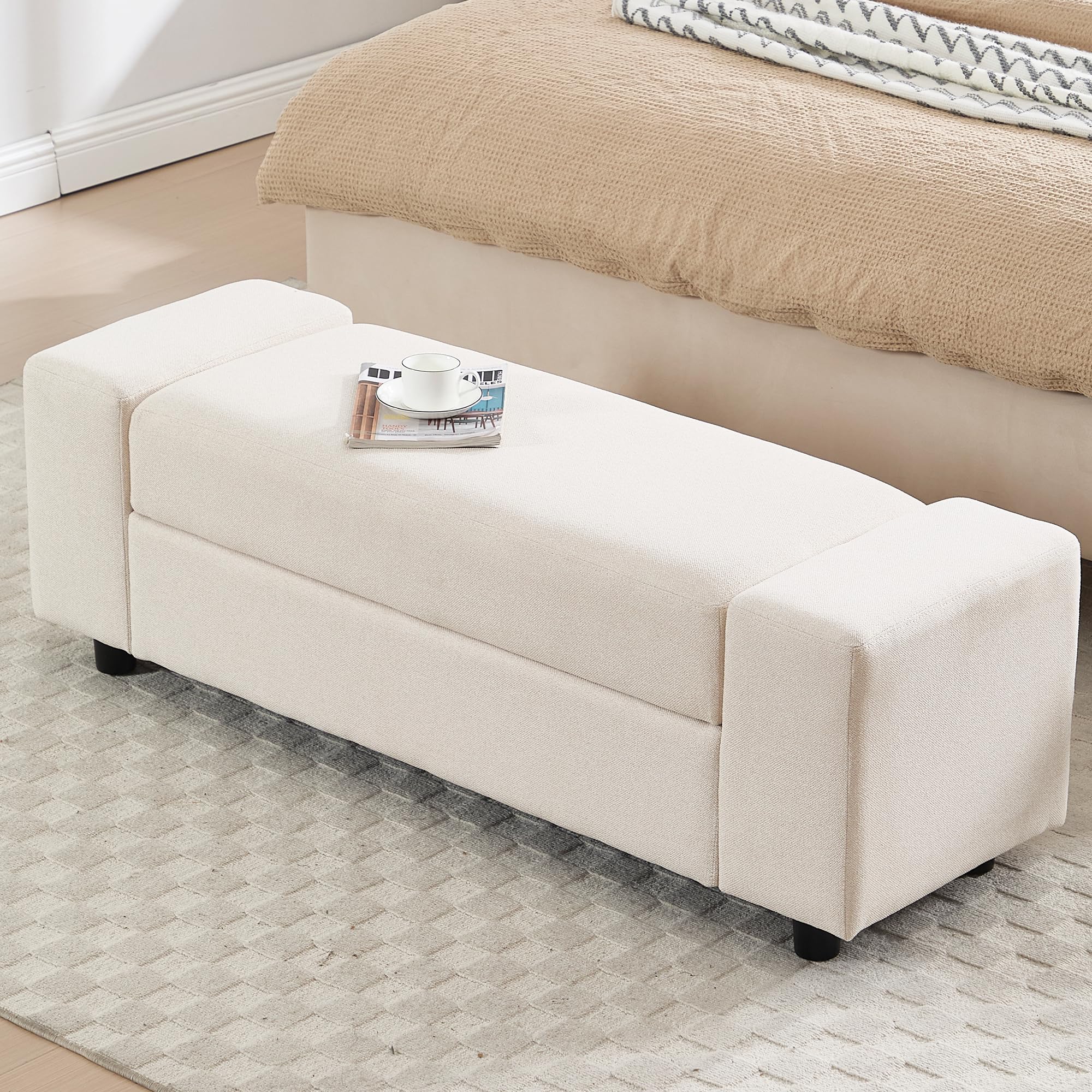 ROCITY 55" Upholstered Storage Bench for Entryway and Bedroom - 7060BH