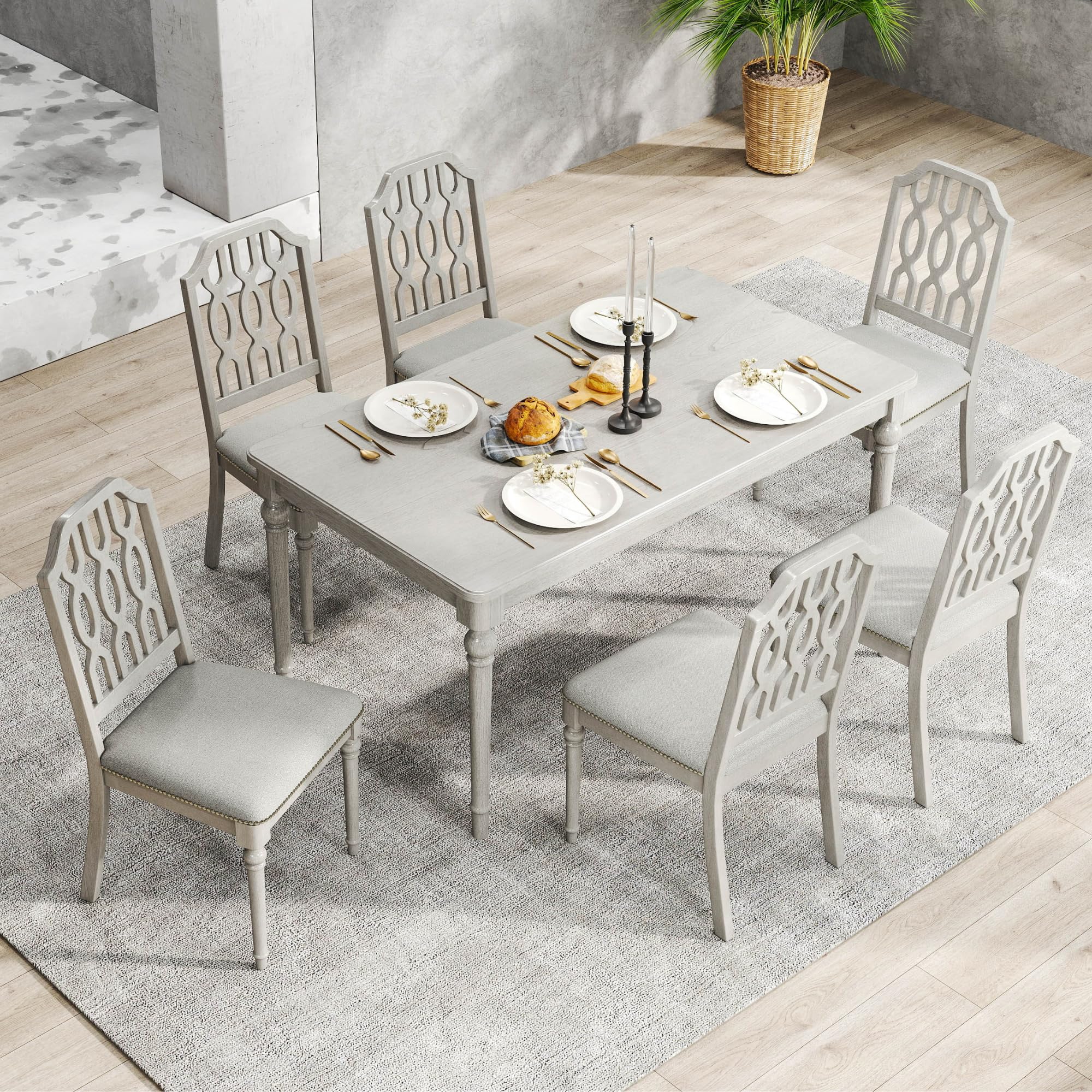 Kmax Farmhouse Rectangle Dining Chairs Set of 2 - 8171