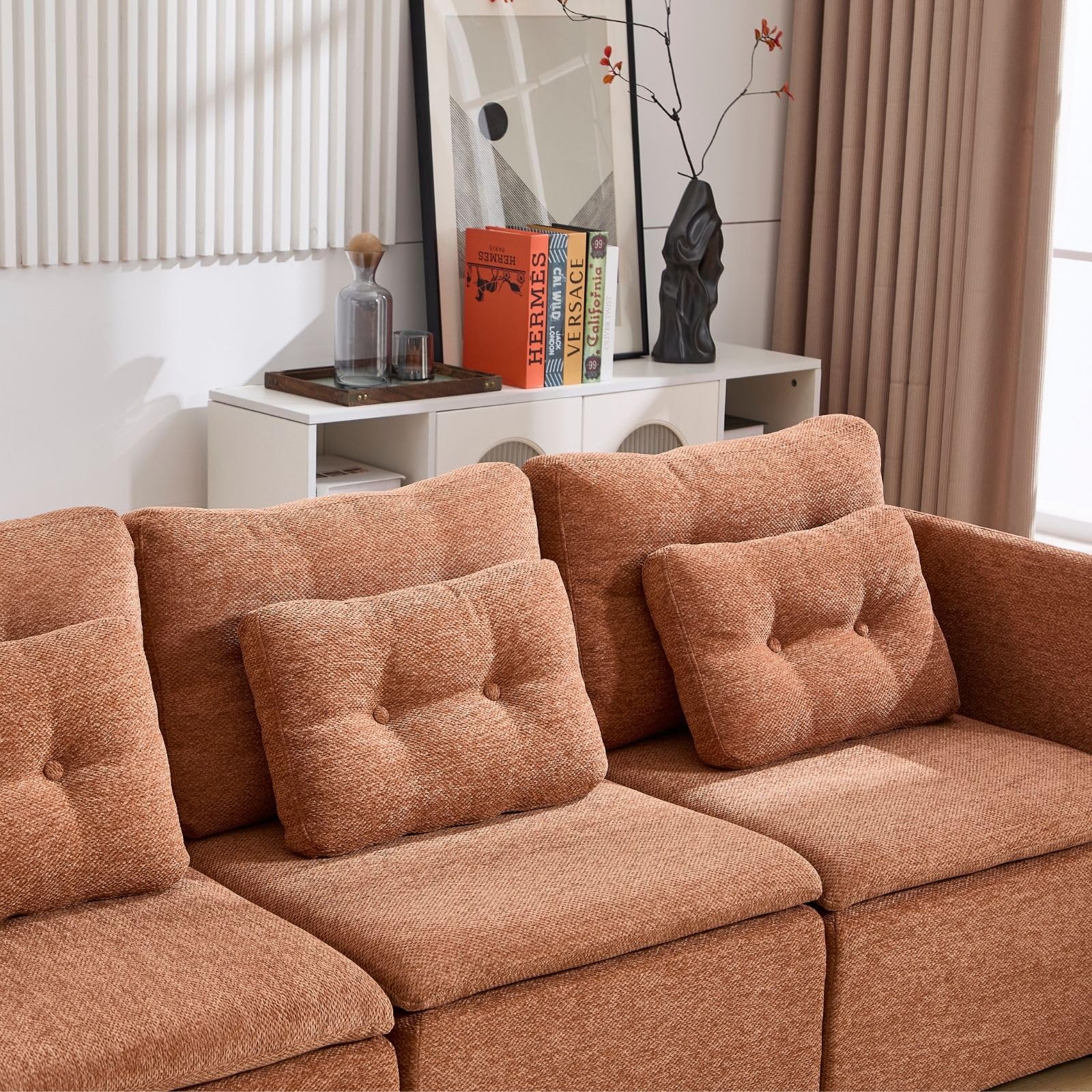 VESCASA Chenille 56.5" Modular Sectional Sofa with Waist Pillow - 90041SF