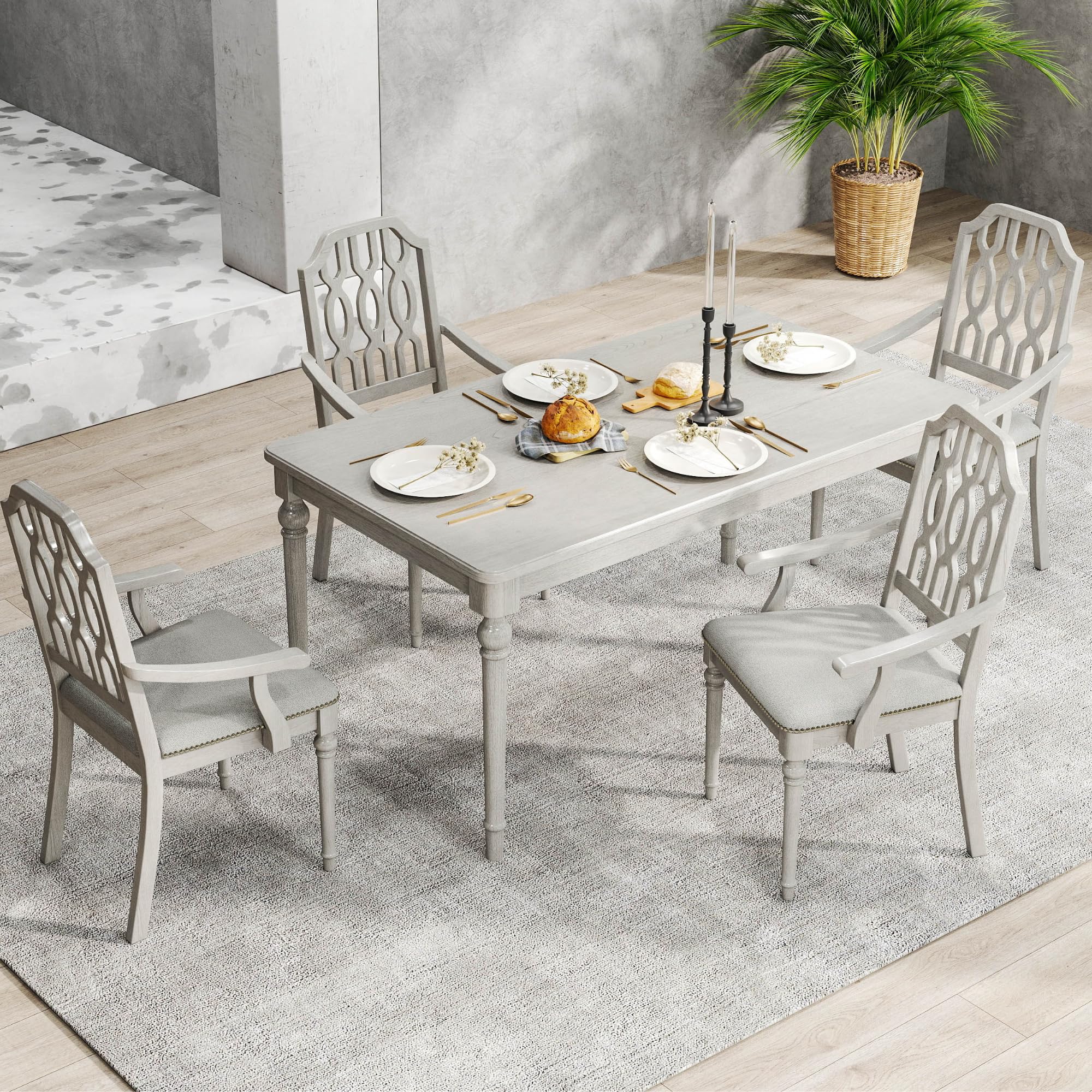 Kmax Farmhouse Rectangle Dining Chairs Set of 2 - 8171