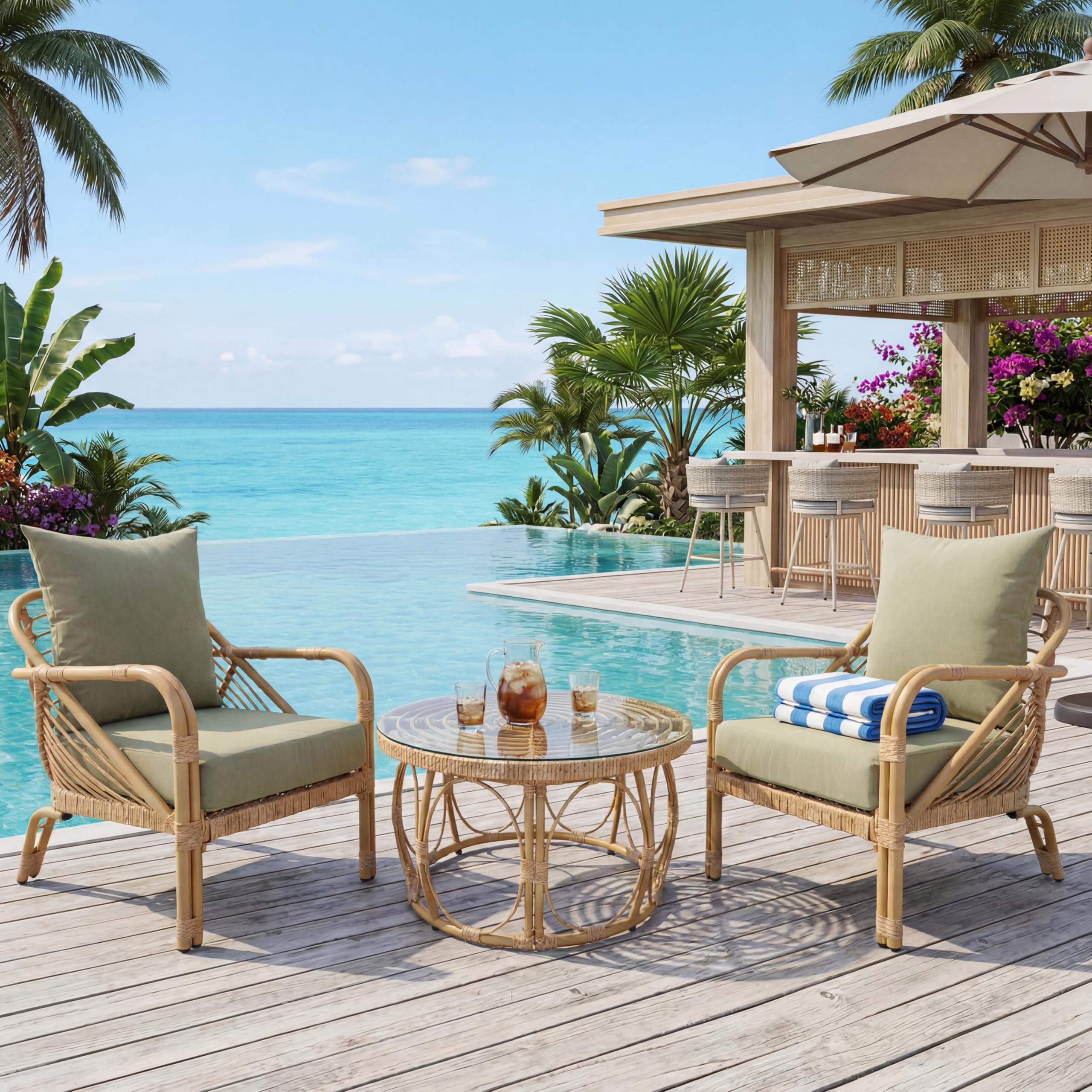 Patio Rope Chairs Set with Storage Table 3 PCS - 25012SE