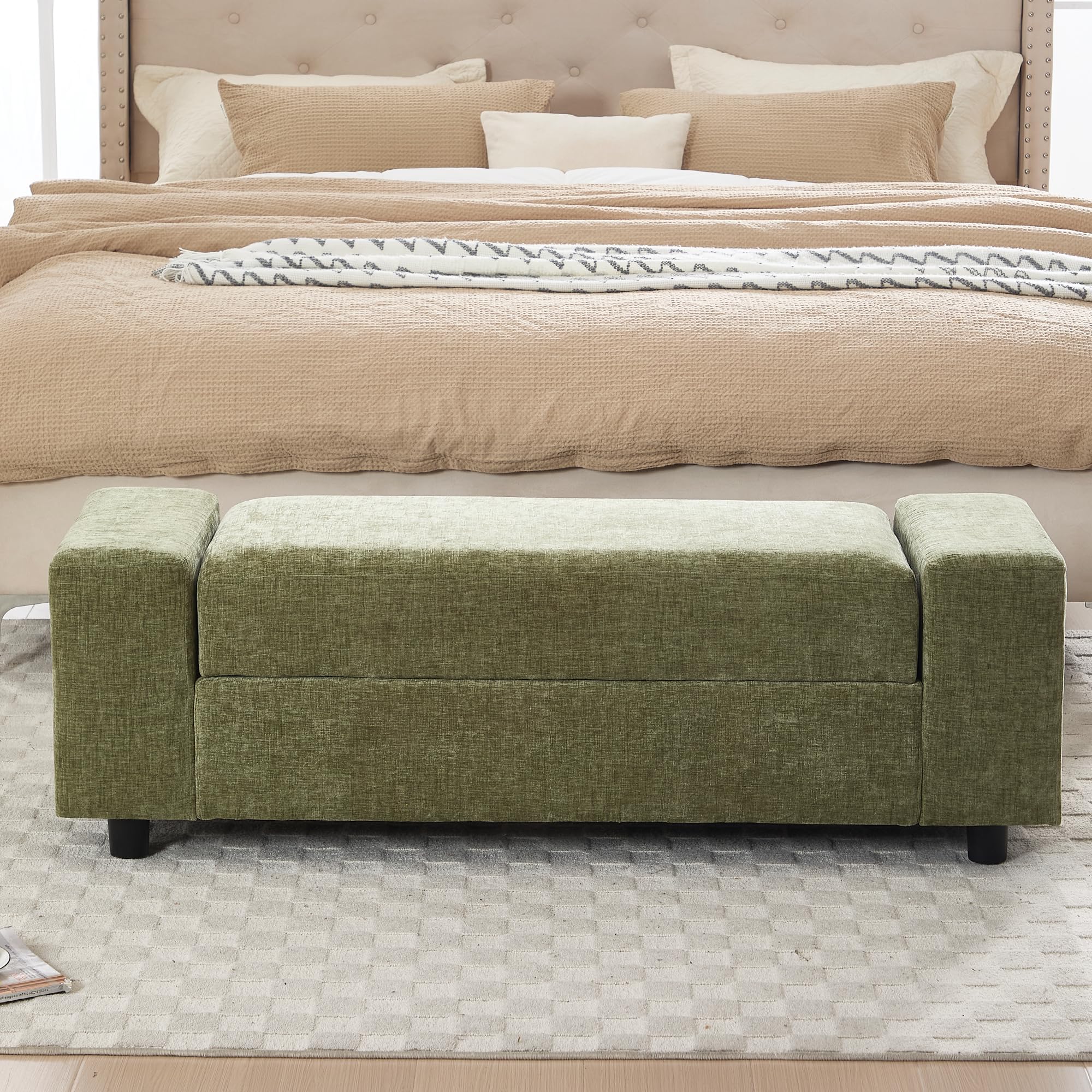 ROCITY 55" Upholstered Storage Bench for Entryway and Bedroom - 7060BH